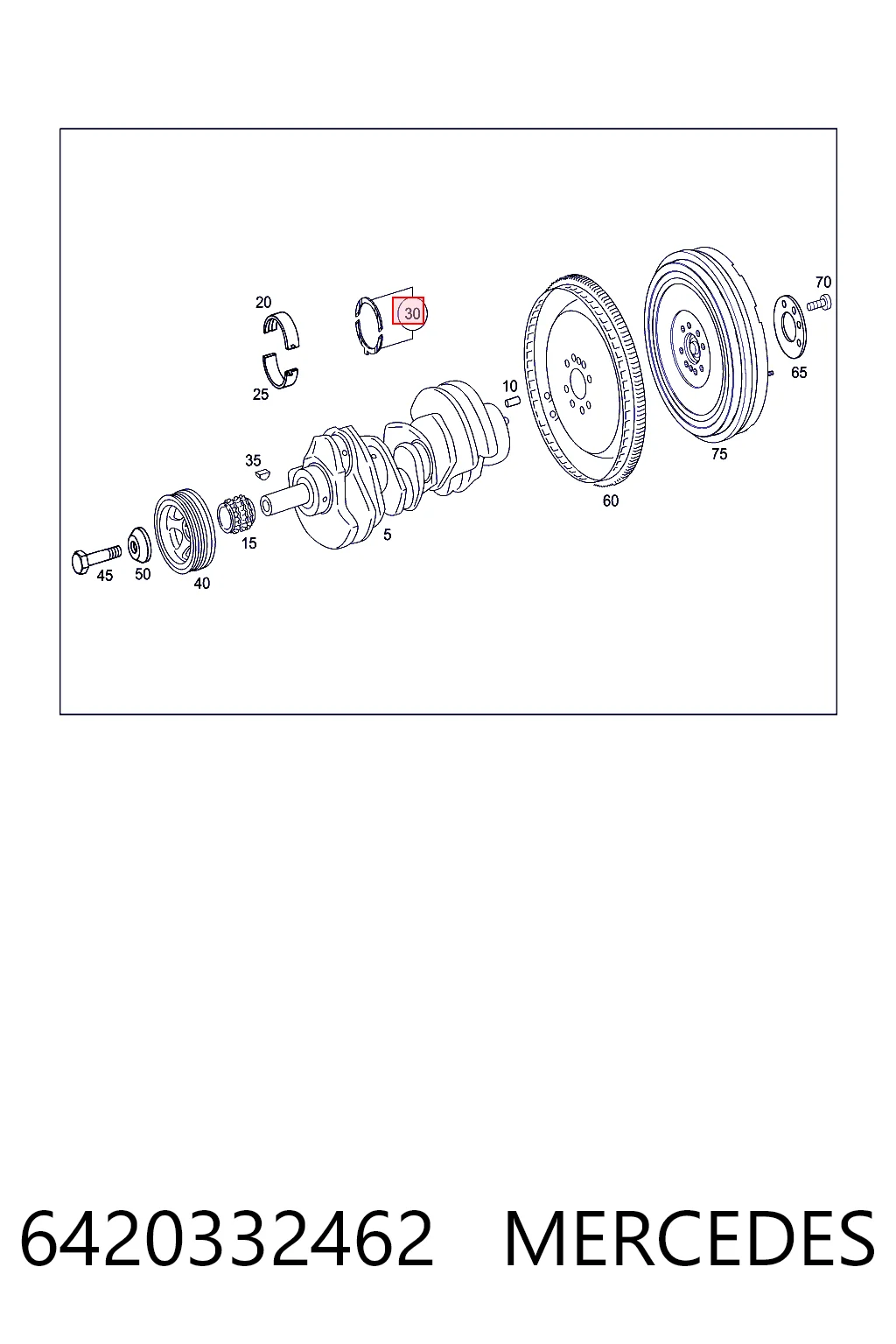 6420332462 Mercedes Semianel de suporte (de carreira) de cambota, STD, kit
