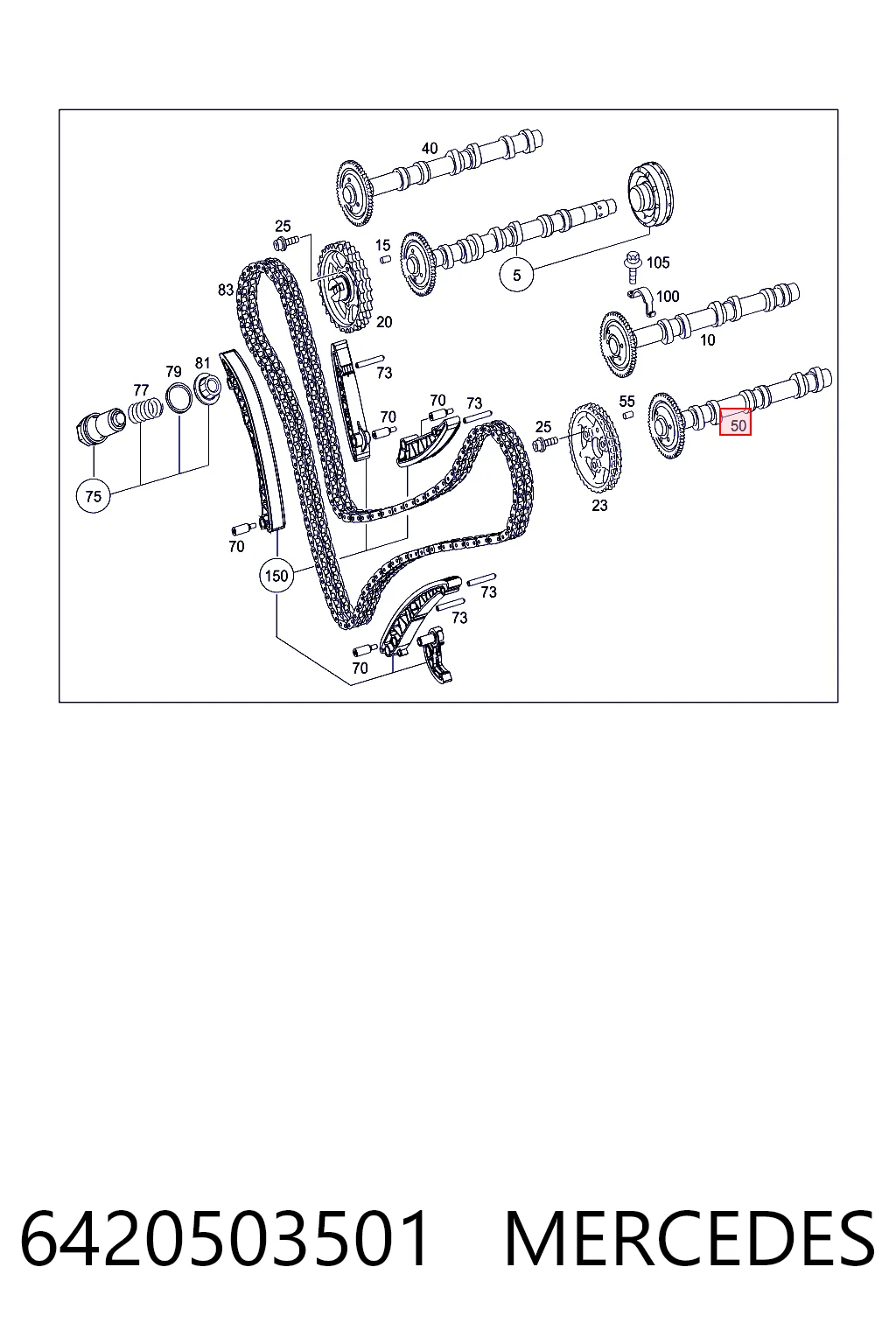 6420503501 Mercedes Árvore distribuidora esquerda de escape de motor
