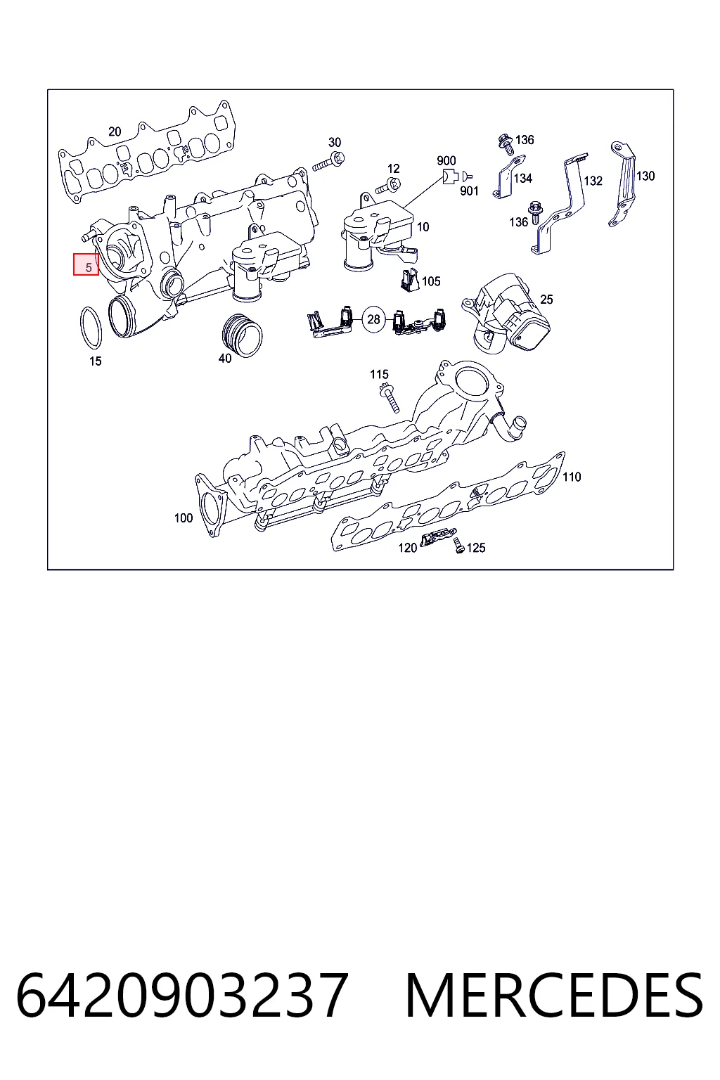 6420903237 Mercedes Tubo coletor direito de admissão