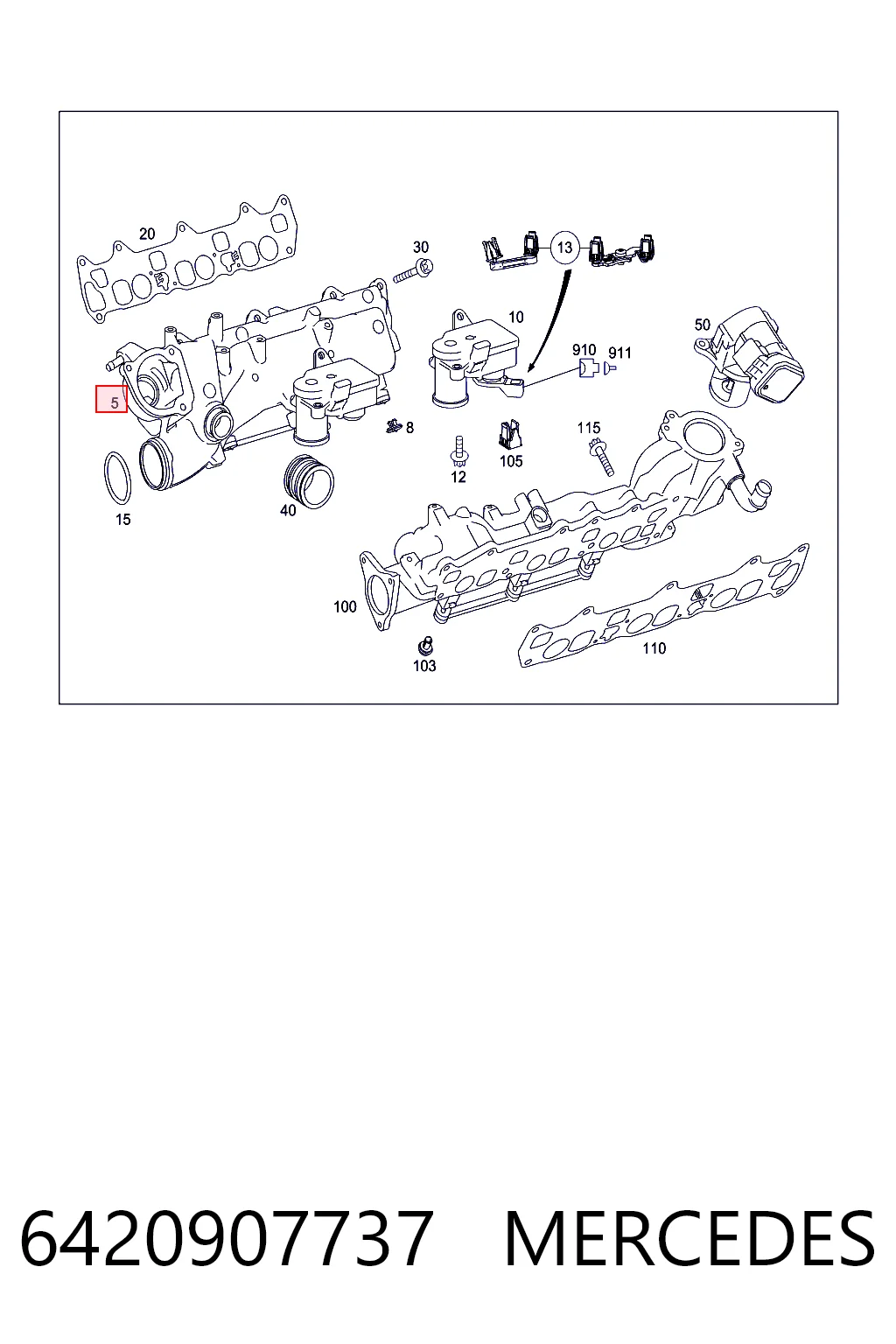 6420907737 Mercedes Tubo coletor direito de admissão