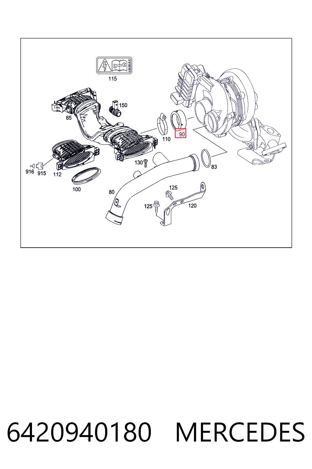 6420940180 Mercedes Vedante de turbina, inserto flexível