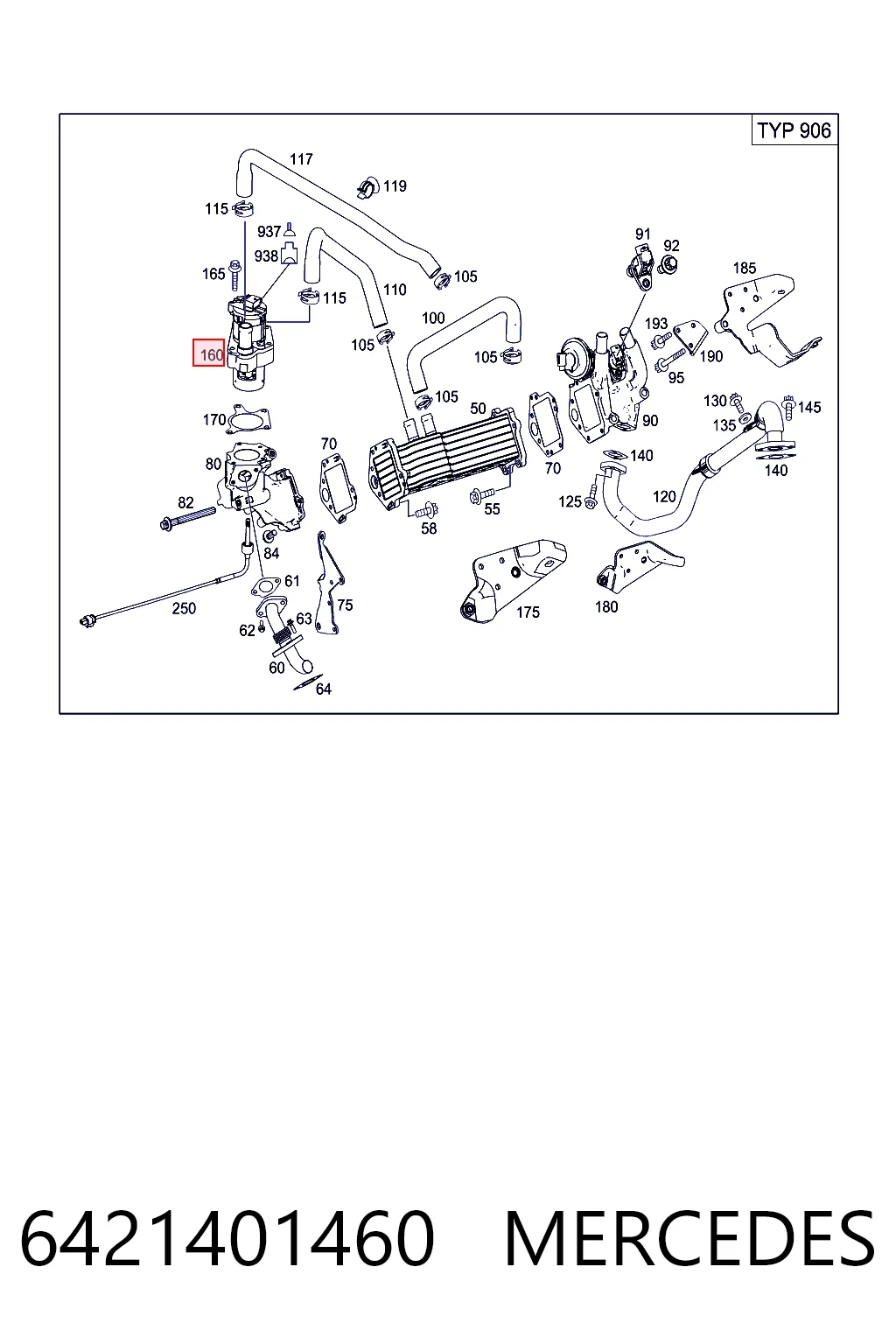 6421401460 Mercedes Válvula EGR de recirculação dos gases