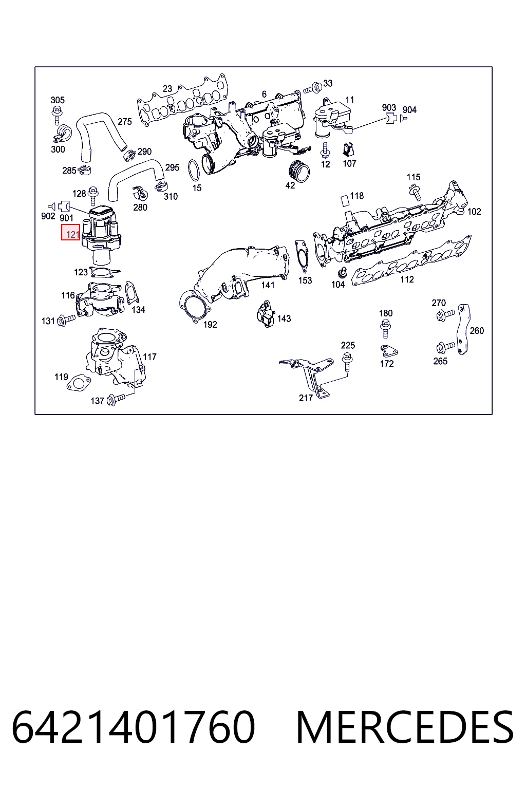 6421401760 Mercedes Válvula EGR de recirculação dos gases