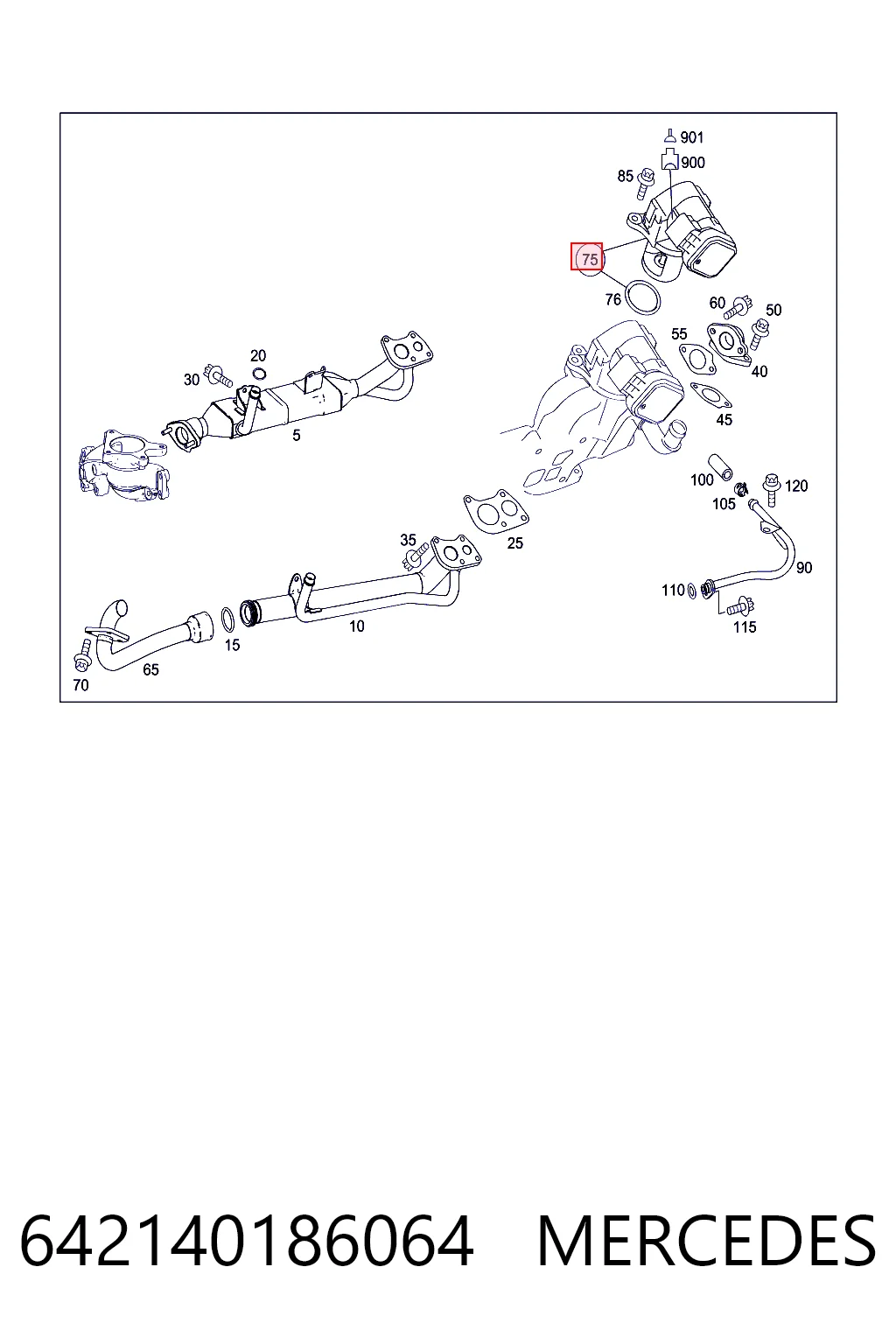 642140186064 Mercedes Válvula EGR de recirculação dos gases