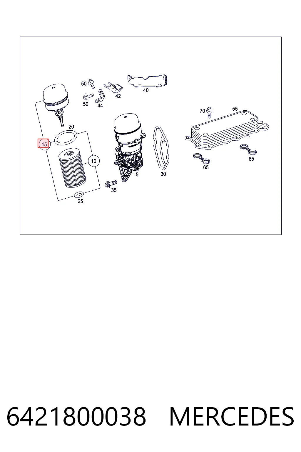 6421800038 Mercedes Tampa do filtro de óleo