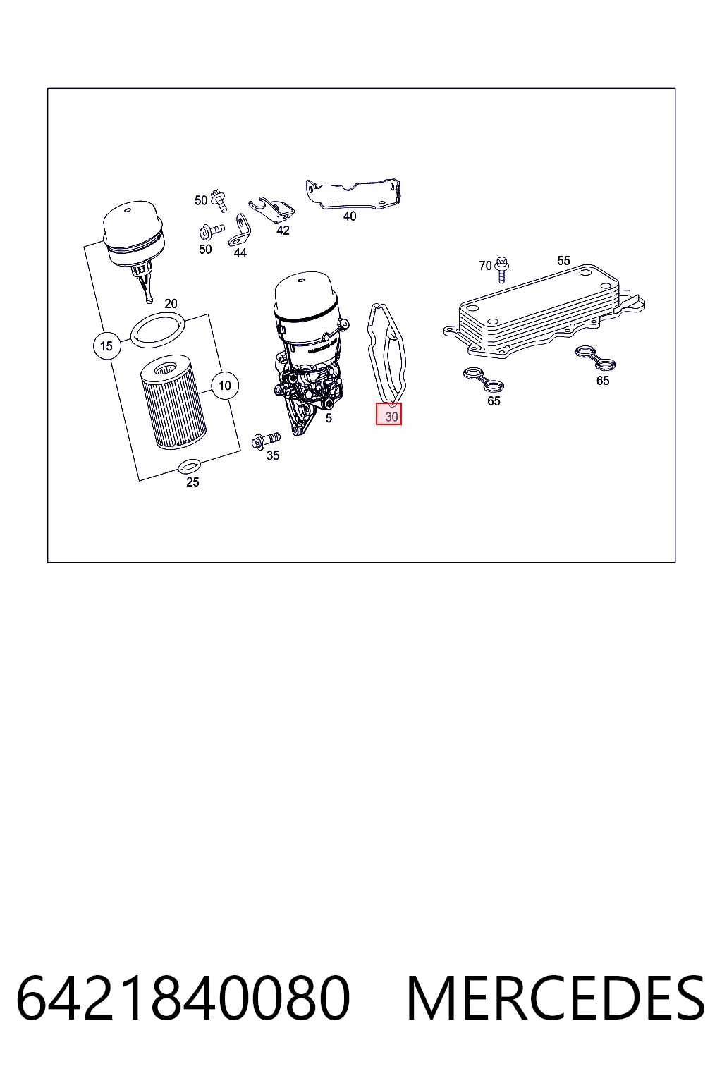 6421840080 Mercedes Vedante de adaptador do filtro de óleo