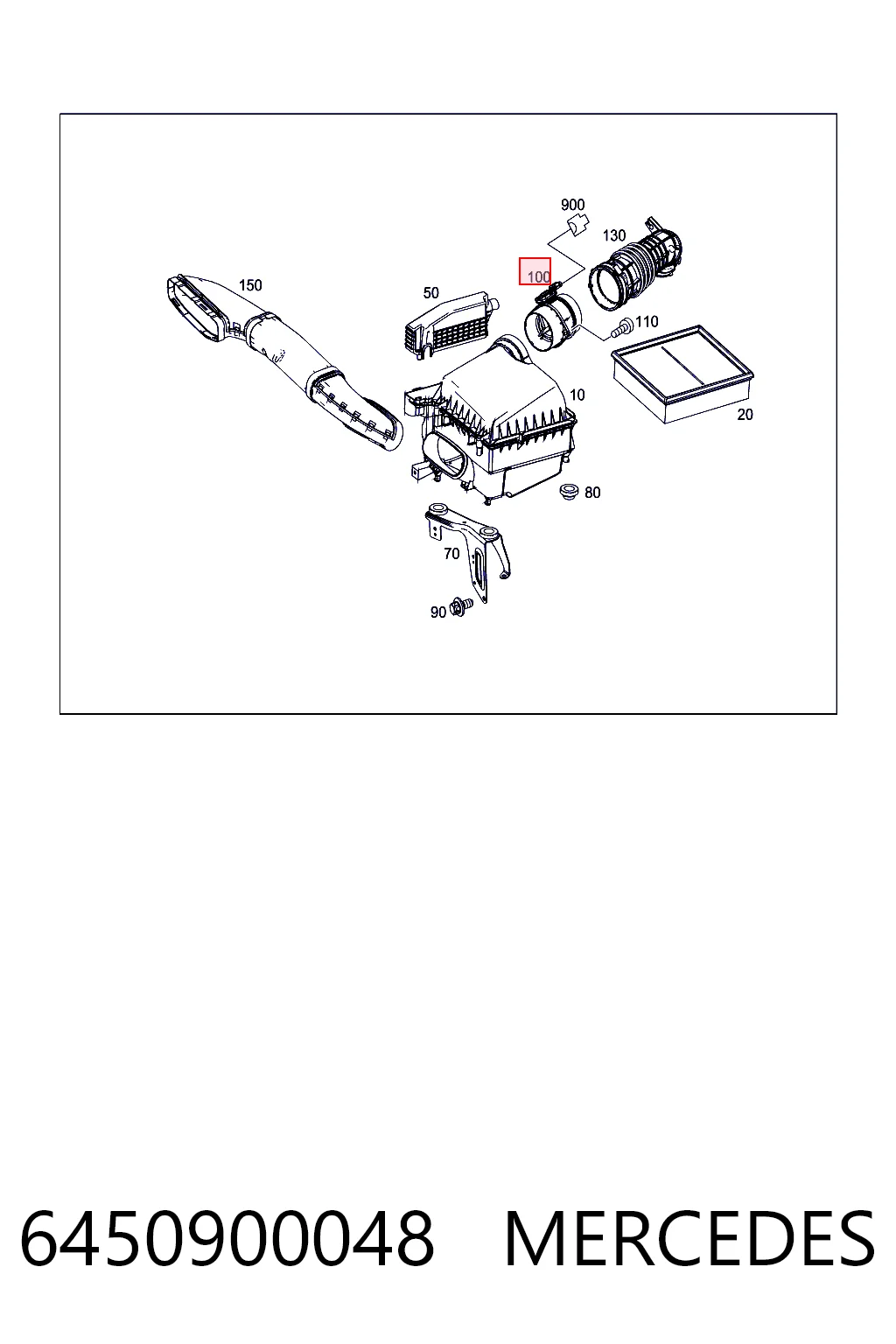 6450900048 Mercedes Sensor de fluxo (consumo) de ar, medidor de consumo M.A.F. - (Mass Airflow)