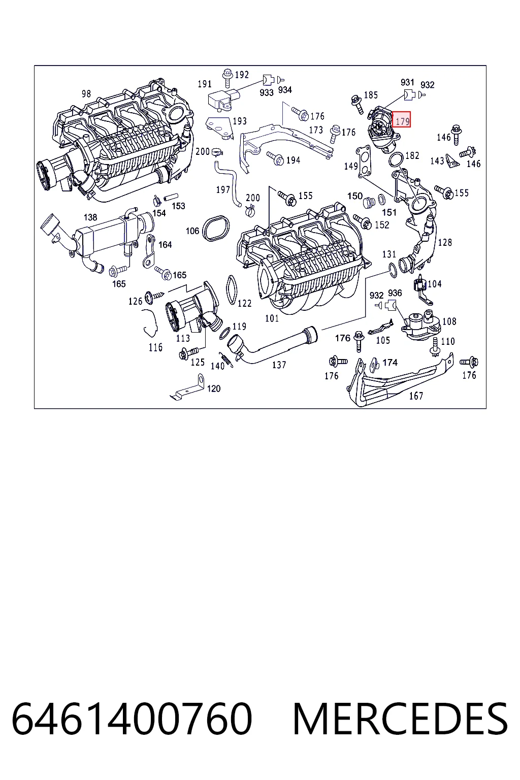 6461400760 Mercedes Válvula EGR de recirculação dos gases