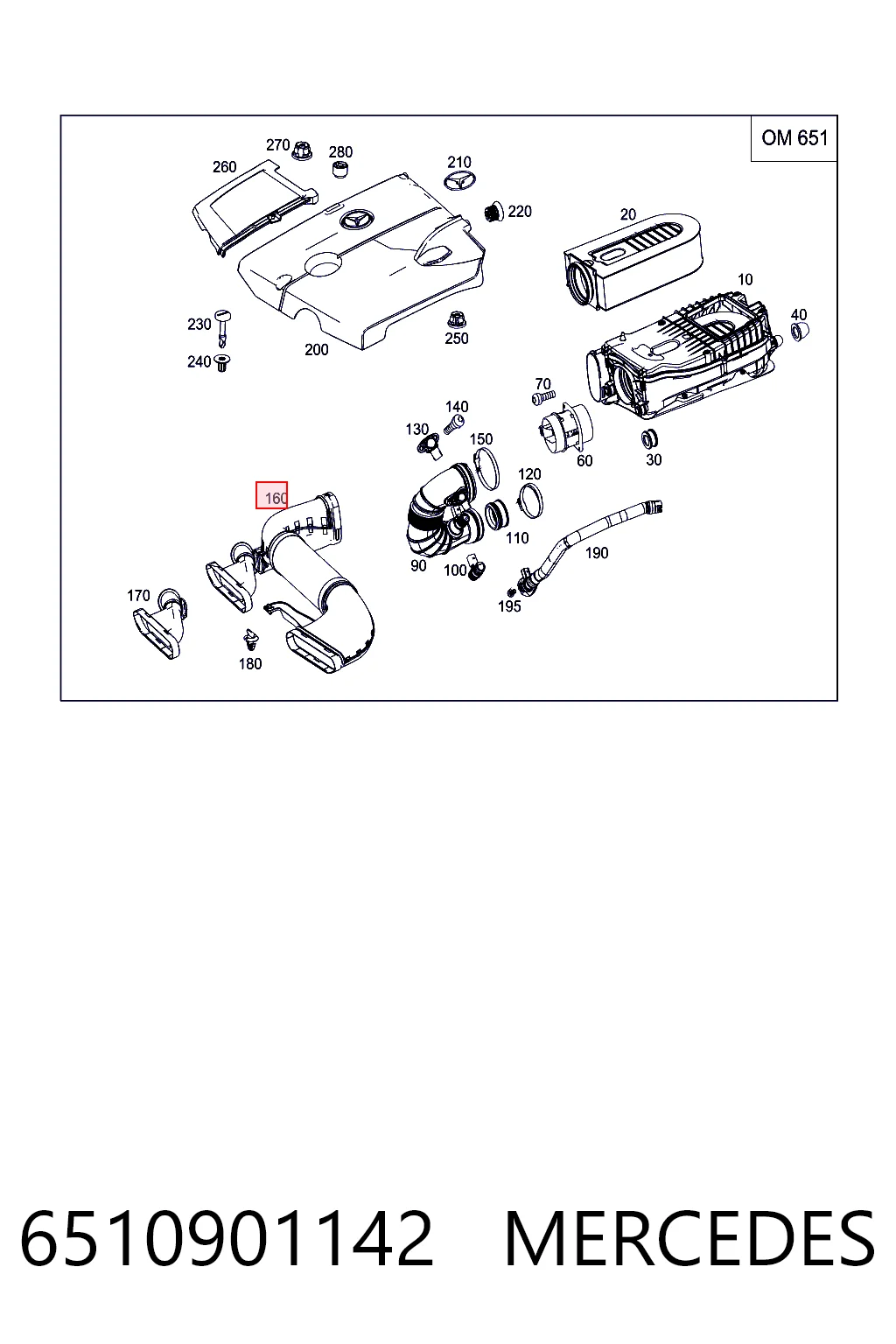 6510901142 Mercedes Tomada de ar de filtro de ar