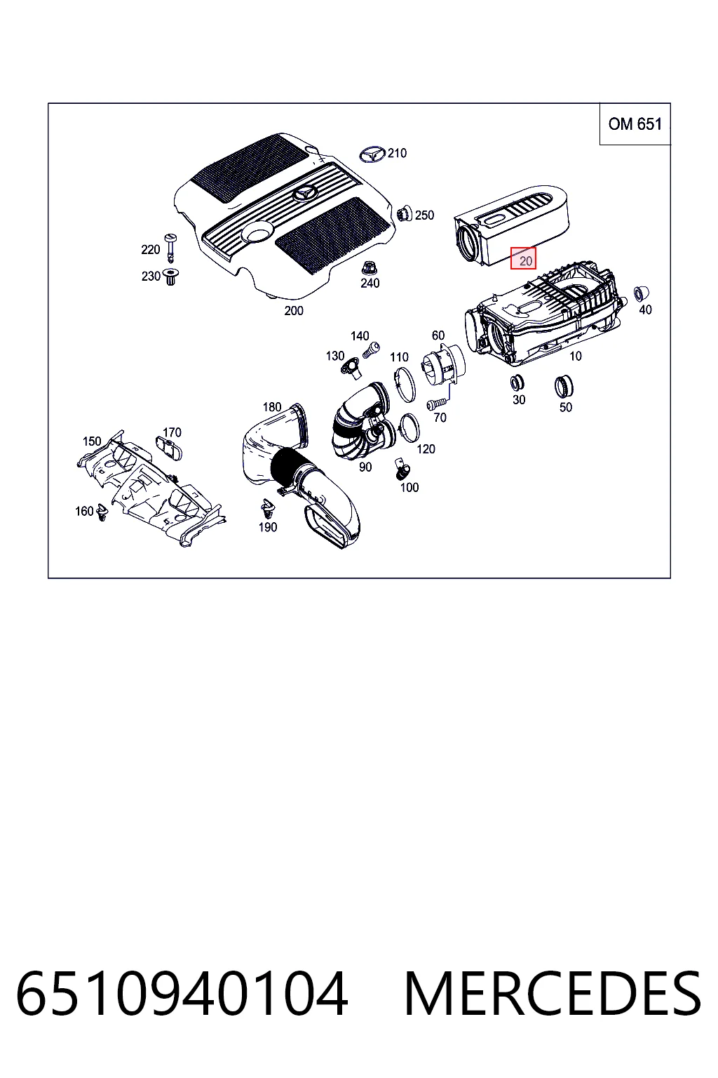 6510940104 Mercedes Filtro de ar