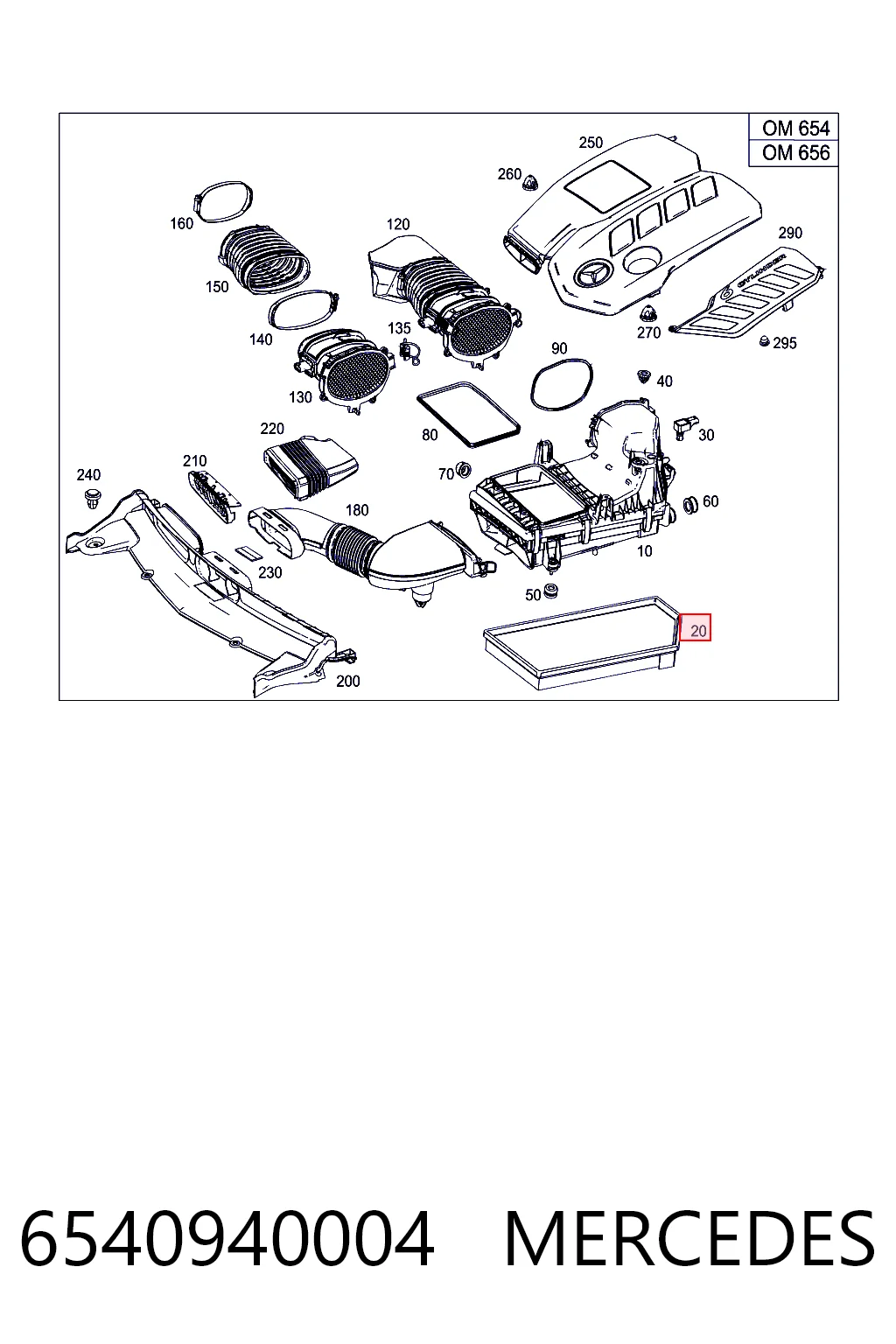 6540940004 Mercedes Filtro de ar