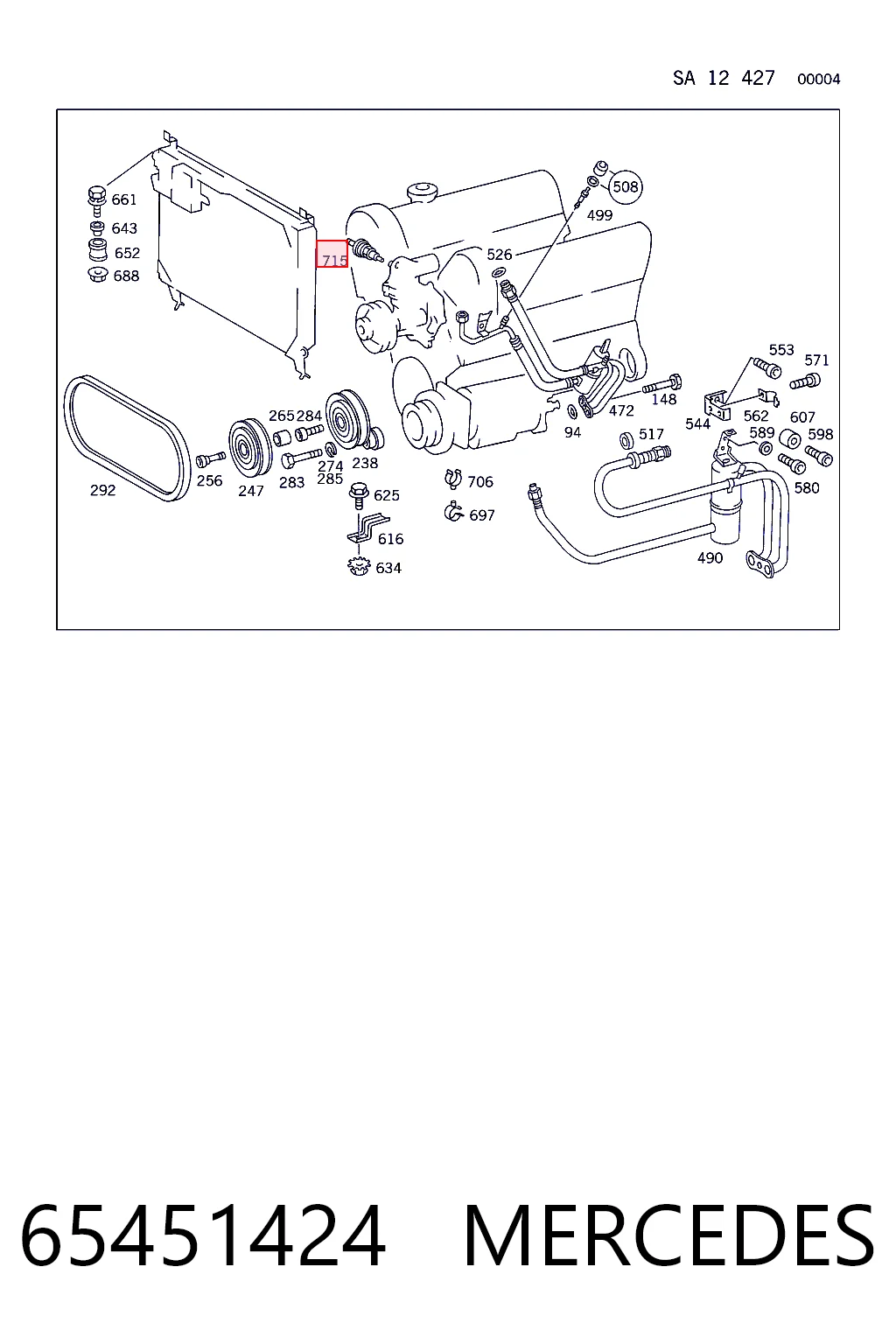 65451424 Mercedes Sensor de temperatura do fluido de esfriamento