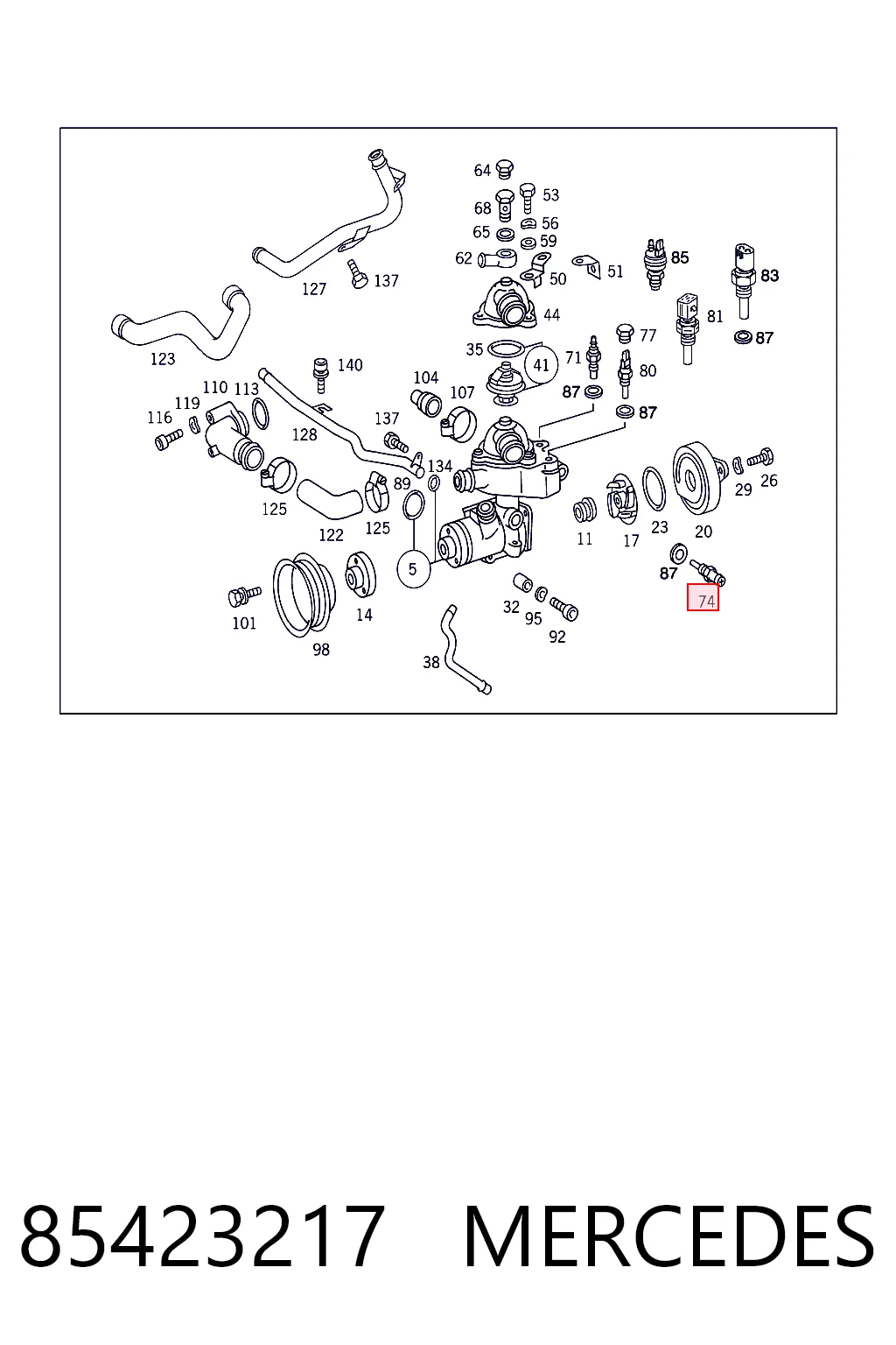 85423217 Mercedes Sensor de temperatura do fluido de esfriamento