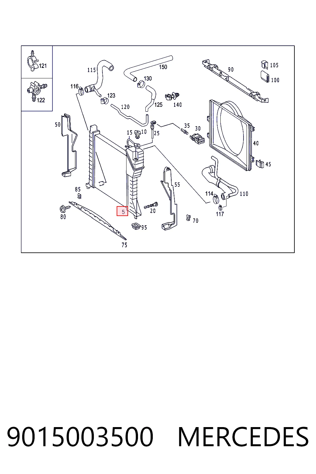 9015003500 Mercedes Radiador de esfriamento de motor