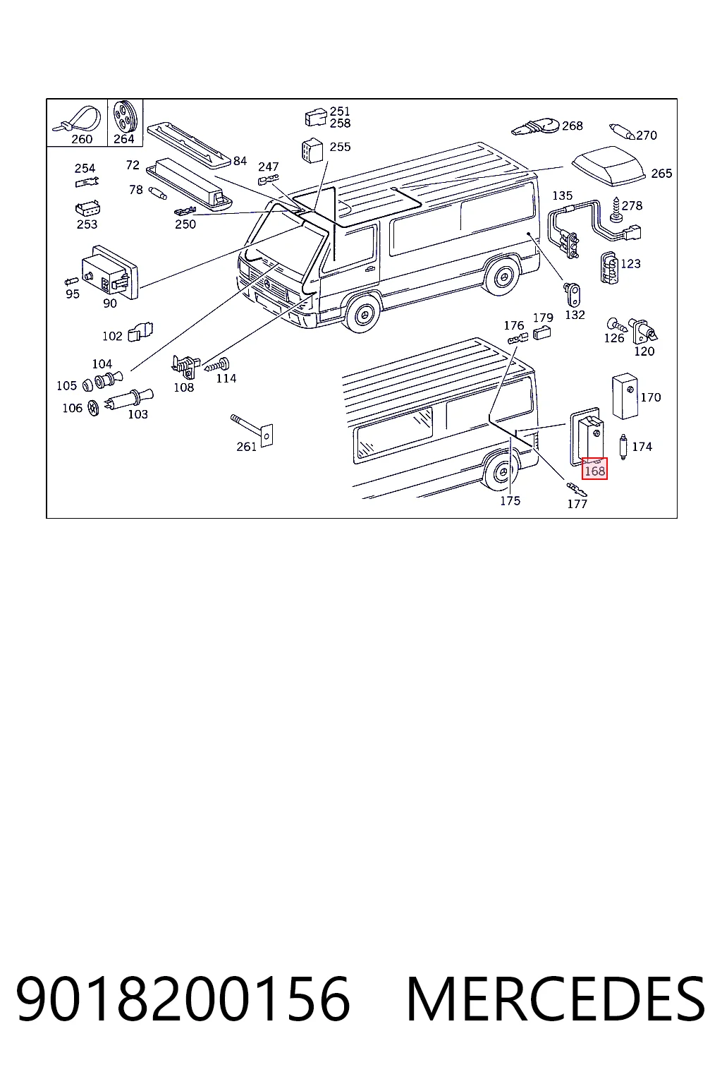 9018200156 Mercedes Lanterna da luz de fundo de matrícula traseira