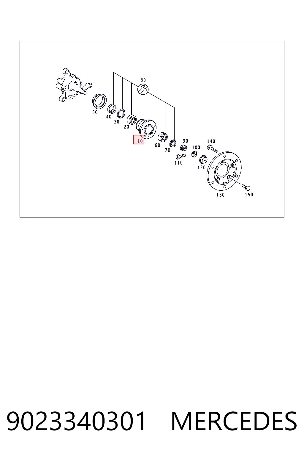  Cubo dianteiro Mercedes Sprinter I 2-t сaixa (901, 902) (1995 - 2006) I 2-t