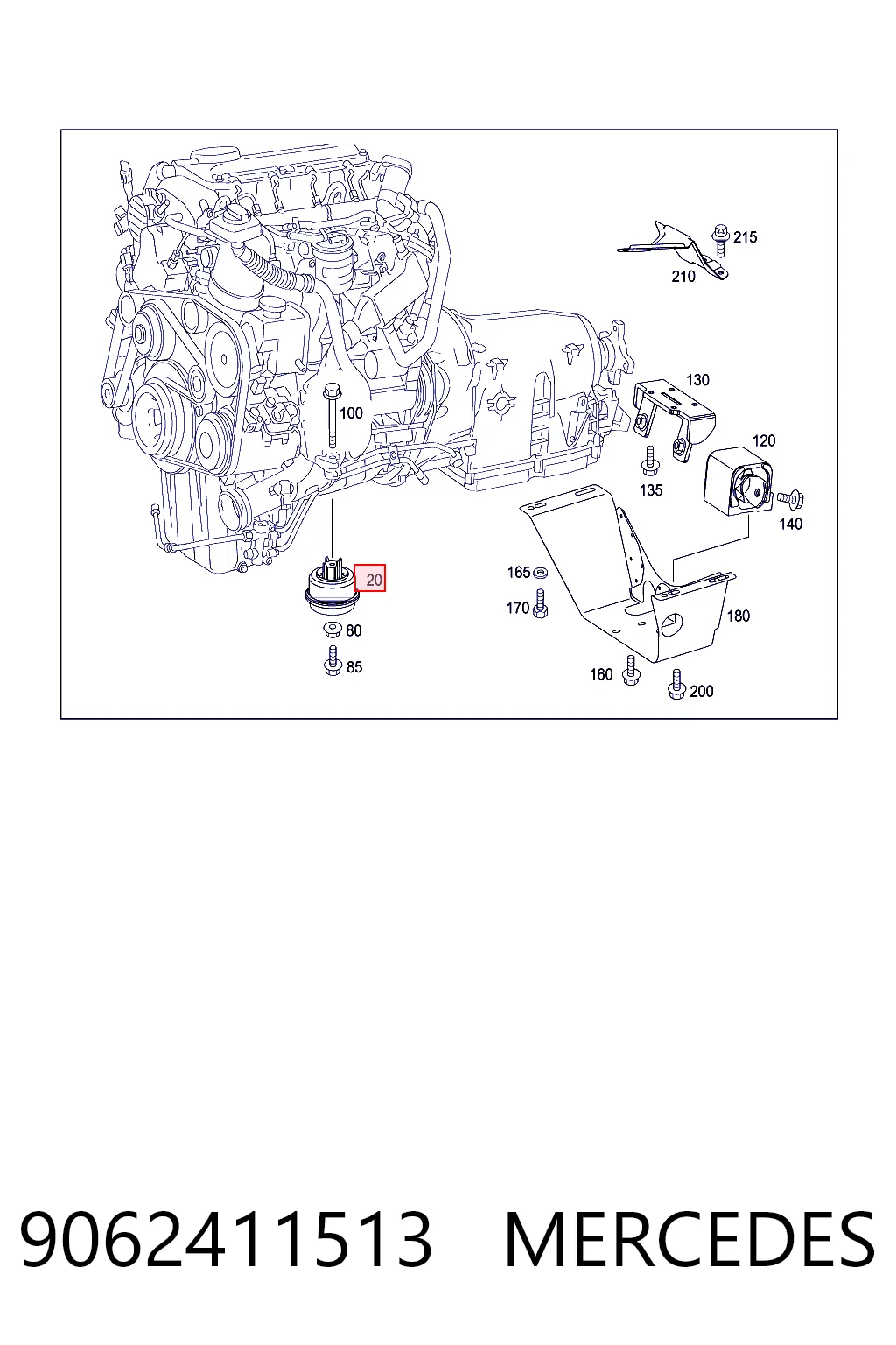9062411513 Mercedes Coxim (suporte) esquerdo de motor