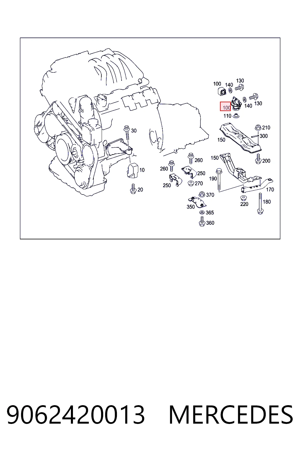 9062420013 Mercedes Coxim de transmissão (suporte da caixa de mudança)