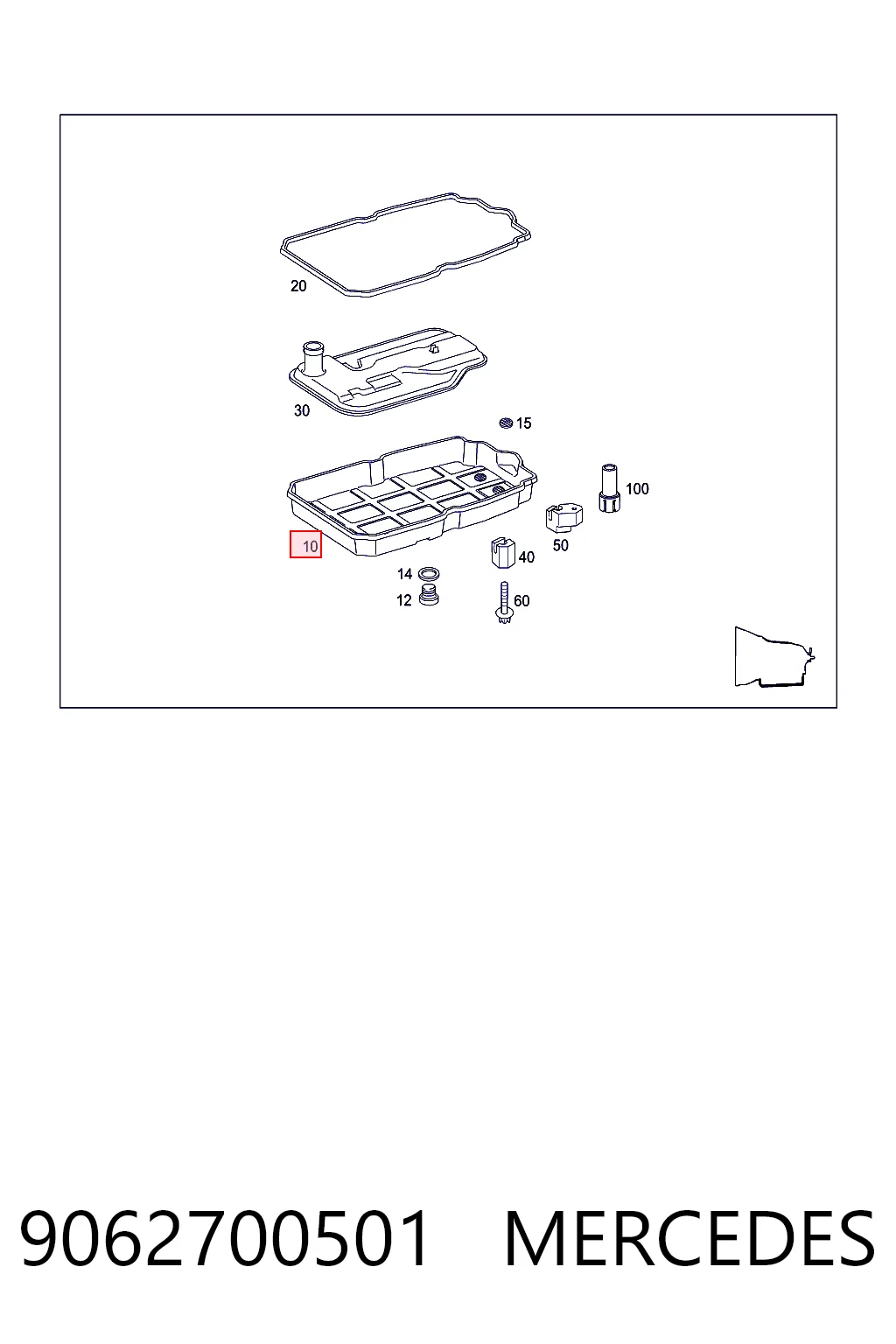 9062700501 Mercedes Cárter da Caixa Automática de Mudança