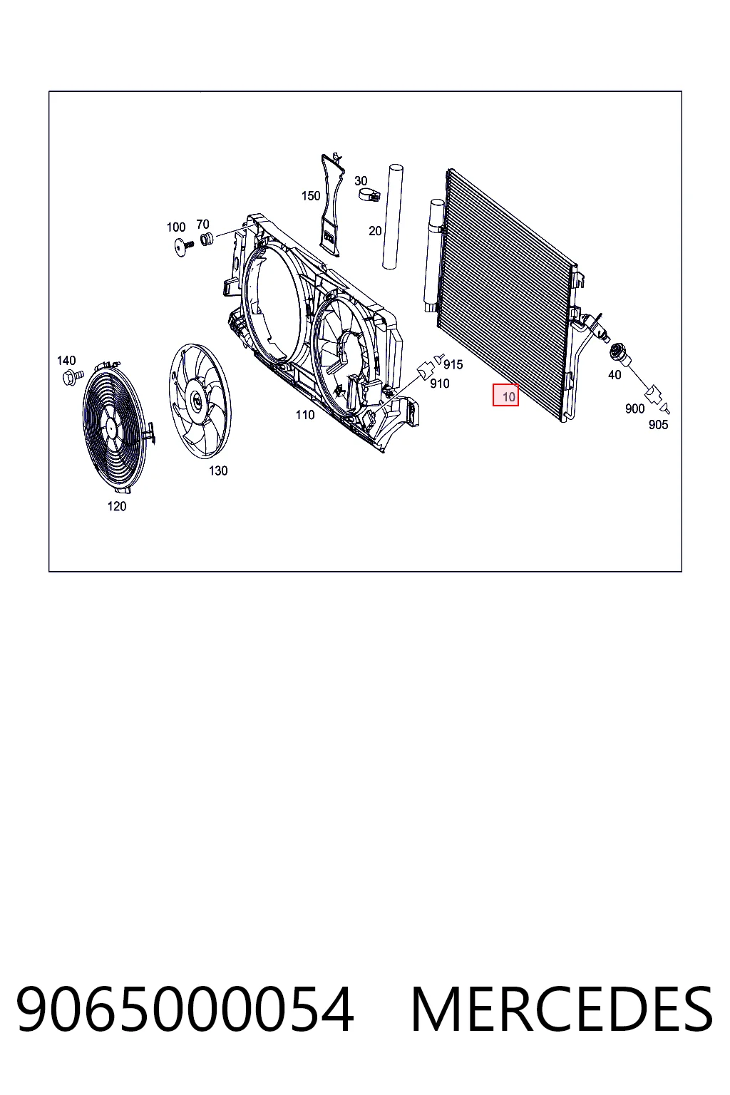 9065000054 Mercedes Radiador de aparelho de ar condicionado