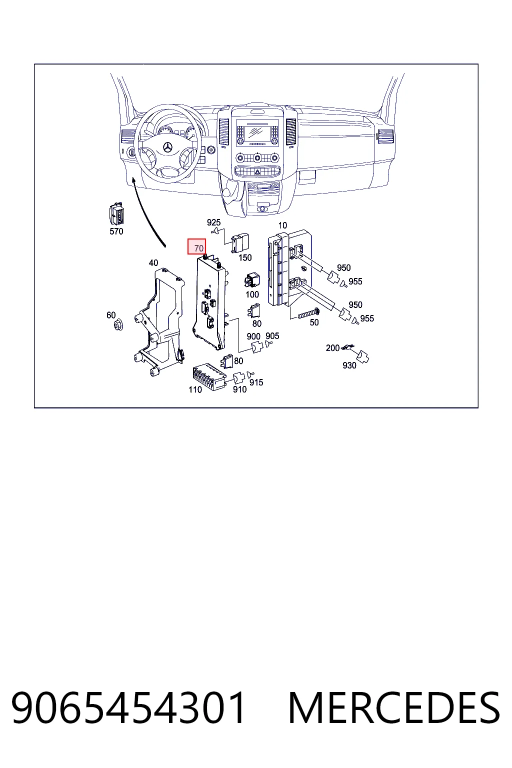 Unidade de dispositivos de segurança para Mercedes Sprinter II 3,5-t 906