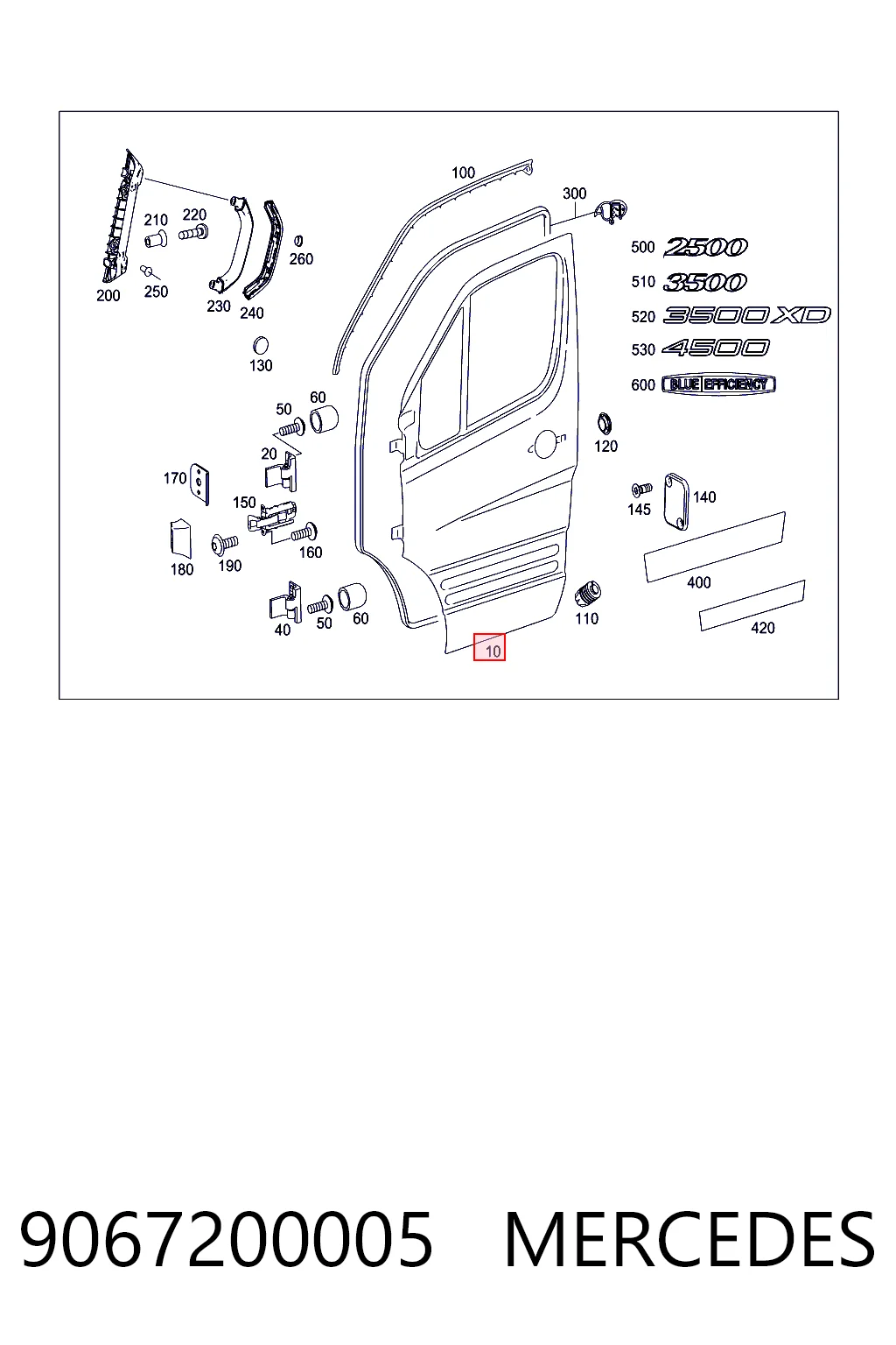 Porta dianteira esquerda para Mercedes Sprinter II 3,5-t 906