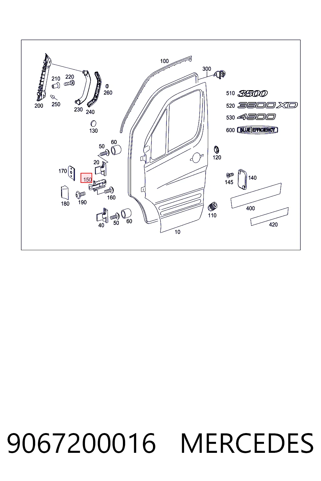 9067200016 Mercedes Limitador dianteiro de abertura de porta