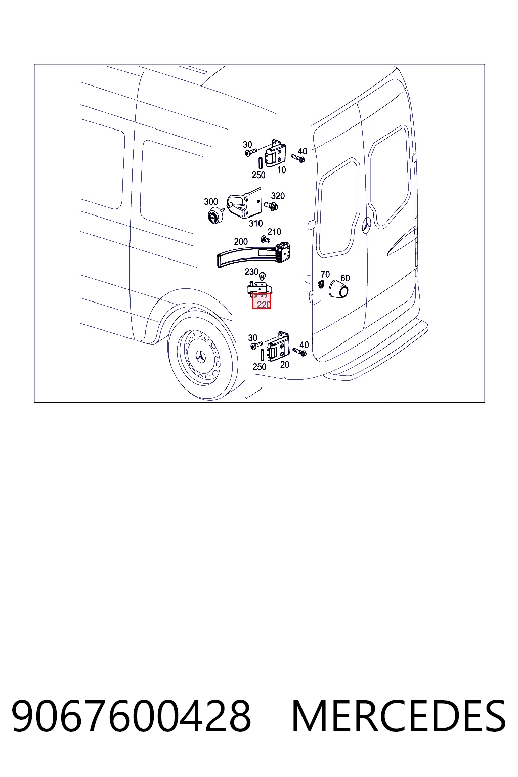 9067600428 Mercedes Limitador traseiro de abertura de porta
