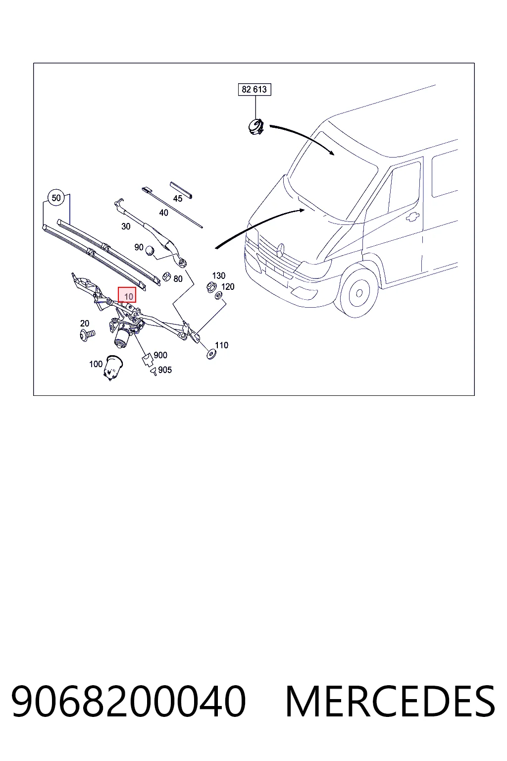 9068200040 Mercedes Trapézio de limpador pára-brisas