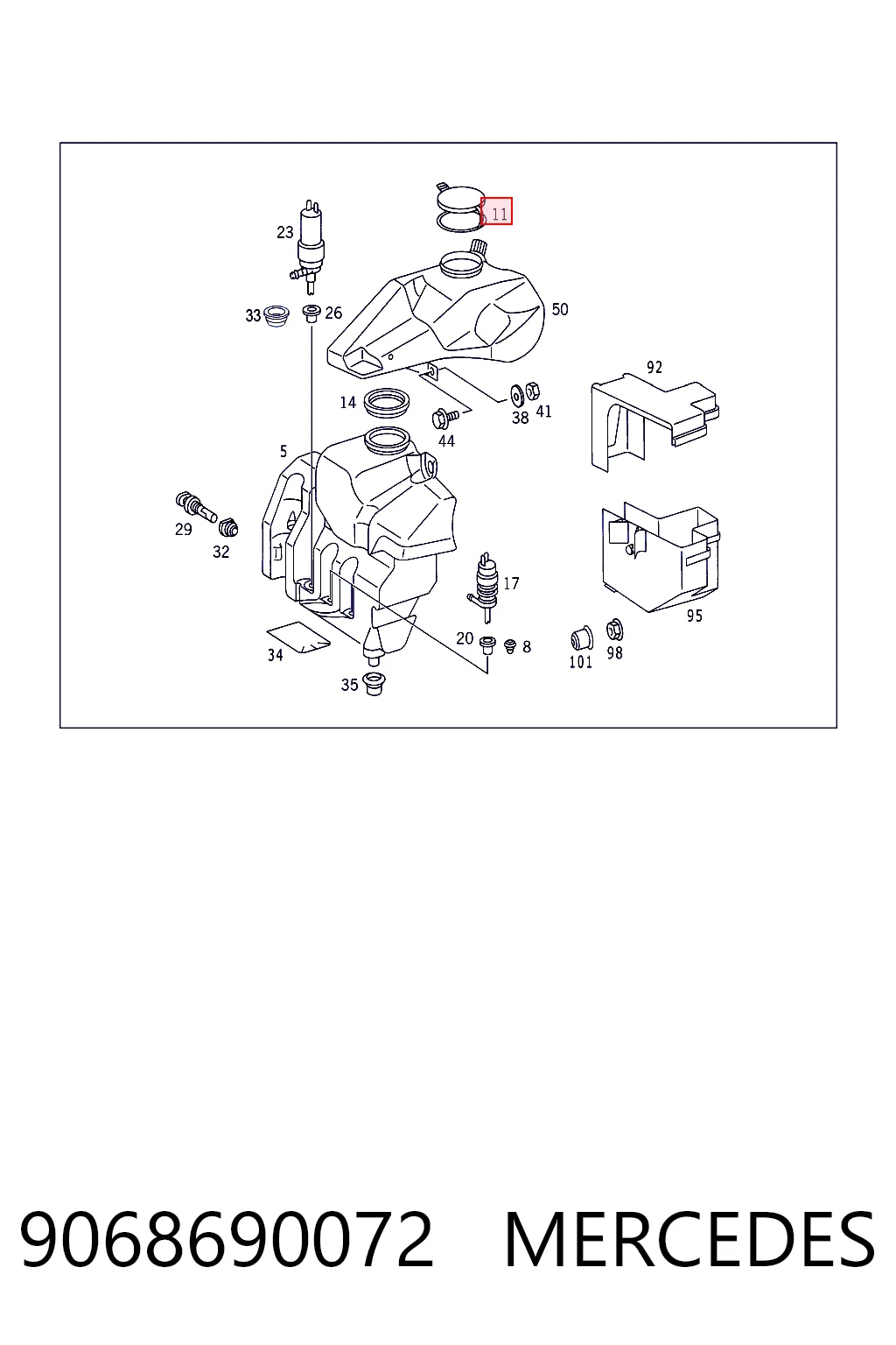 9068690072 Mercedes Tampa de tanque de fluido para lavador