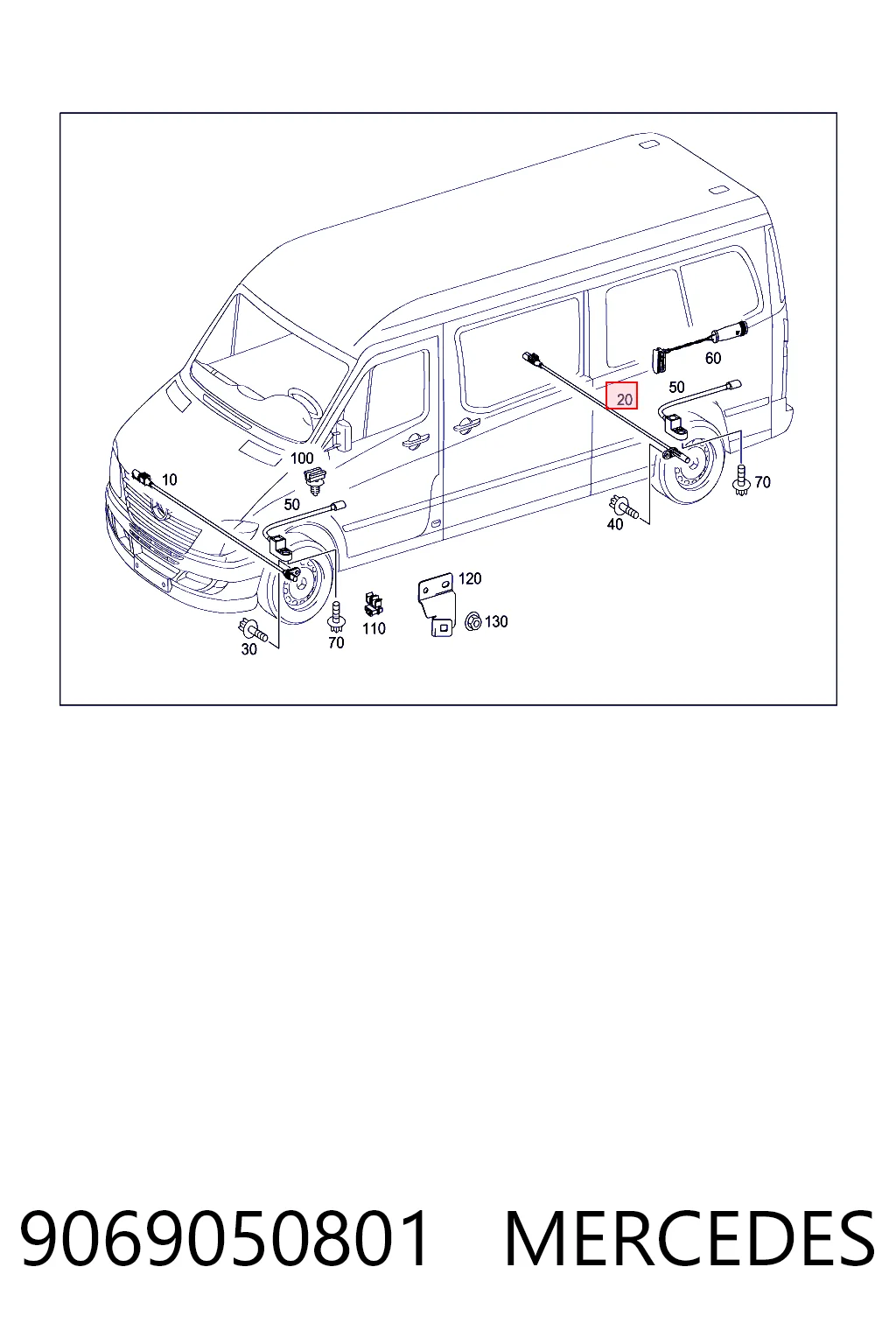 9069050801 Mercedes Sensor ABS traseiro esquerdo