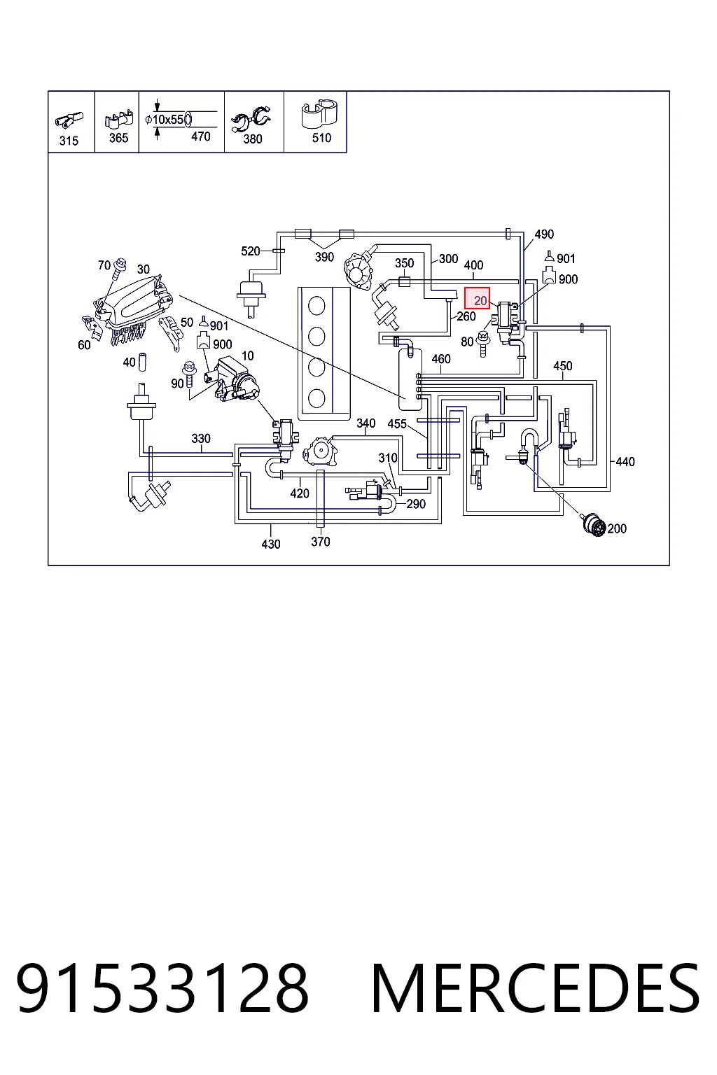91533128 Mercedes Convertidor de pressão (solenoide) de supercompressão