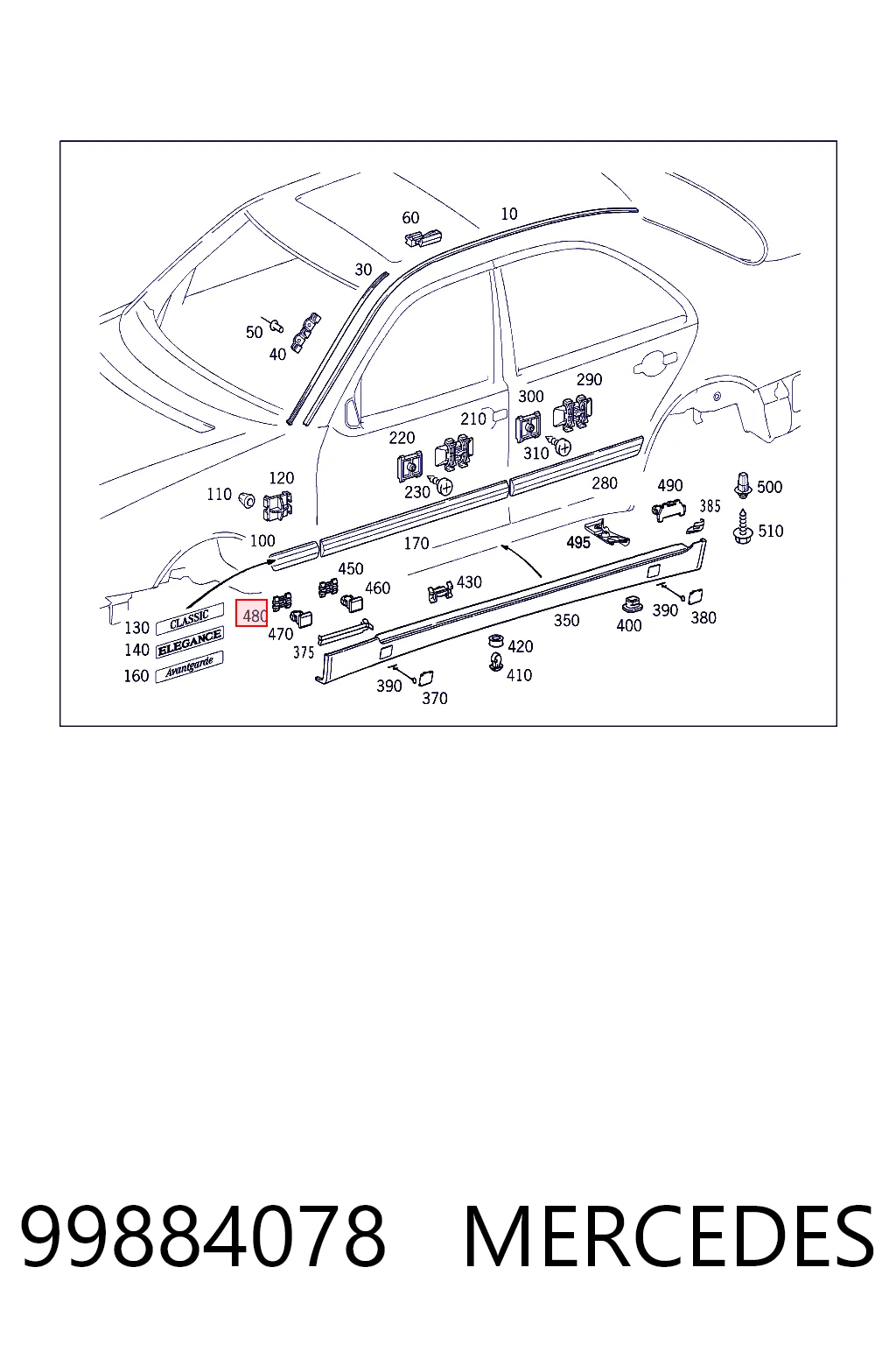 99884078 Mercedes Suporte de acesso (fixação)