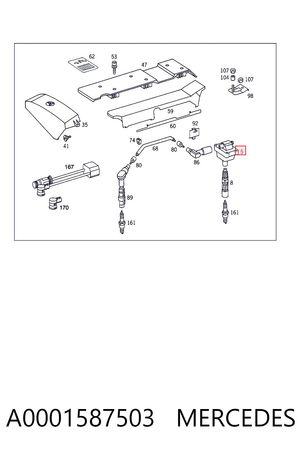 A0001587503 Mercedes Bobina de ignição