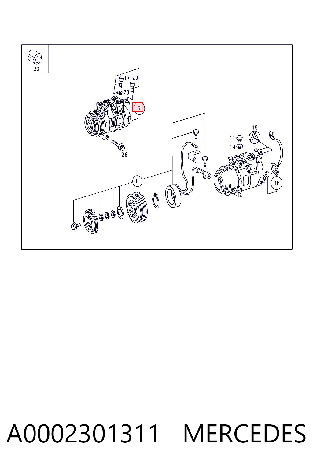 A0002301311 Mercedes Compressor de aparelho de ar condicionado