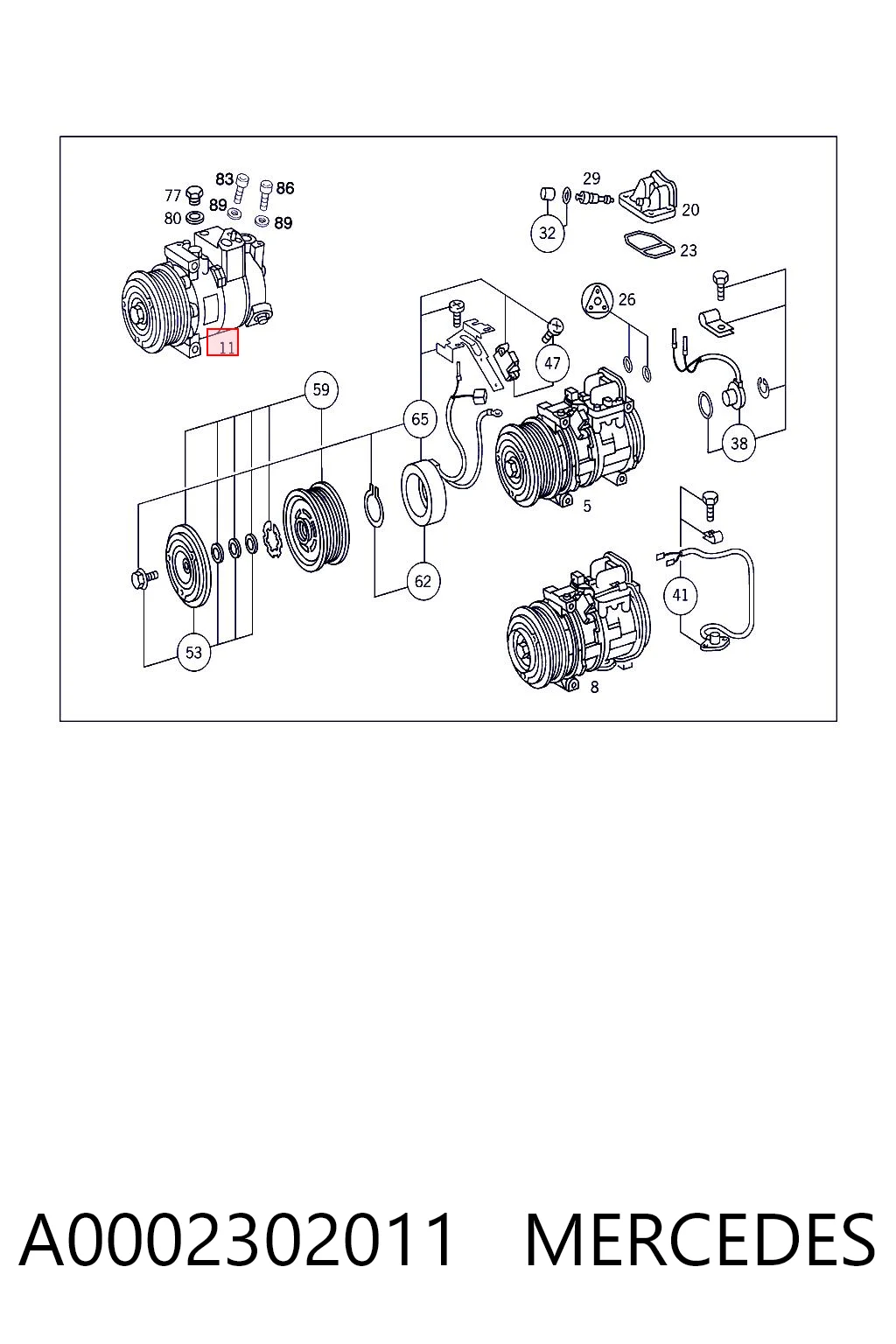 A0002302011 Mercedes Compressor de aparelho de ar condicionado