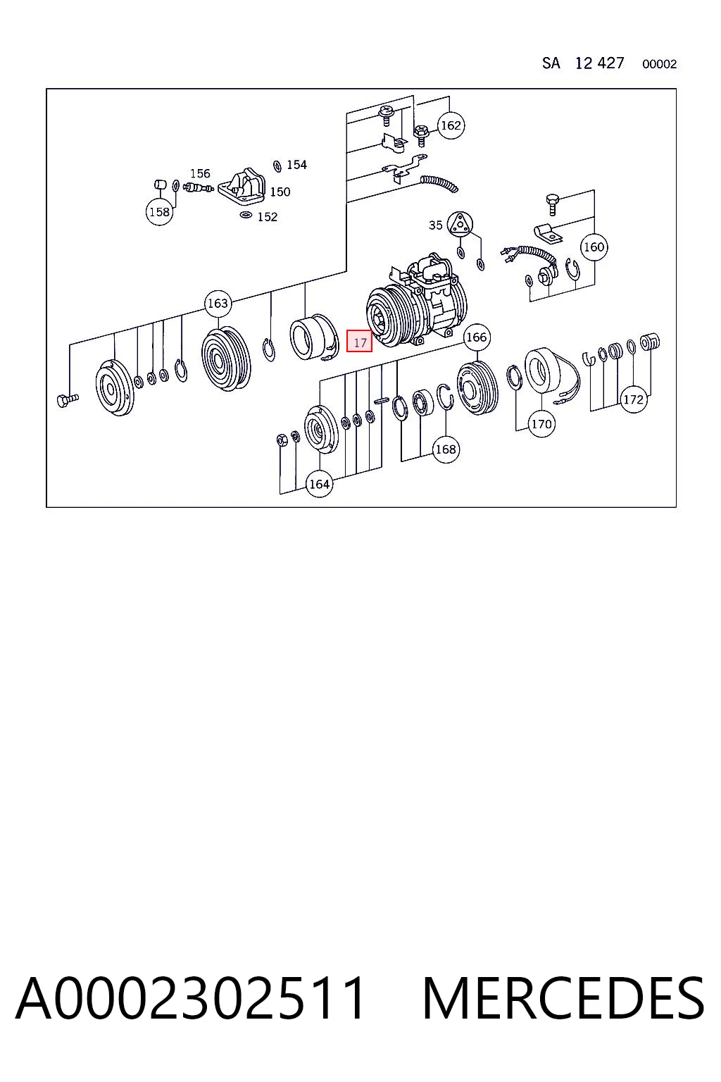 A0002302511 Mercedes Compressor de aparelho de ar condicionado