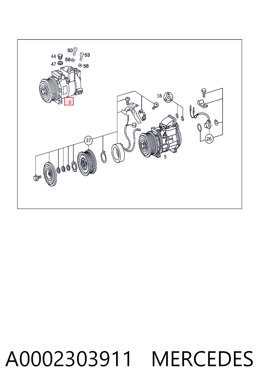 A0002303911 Mercedes Compressor de aparelho de ar condicionado