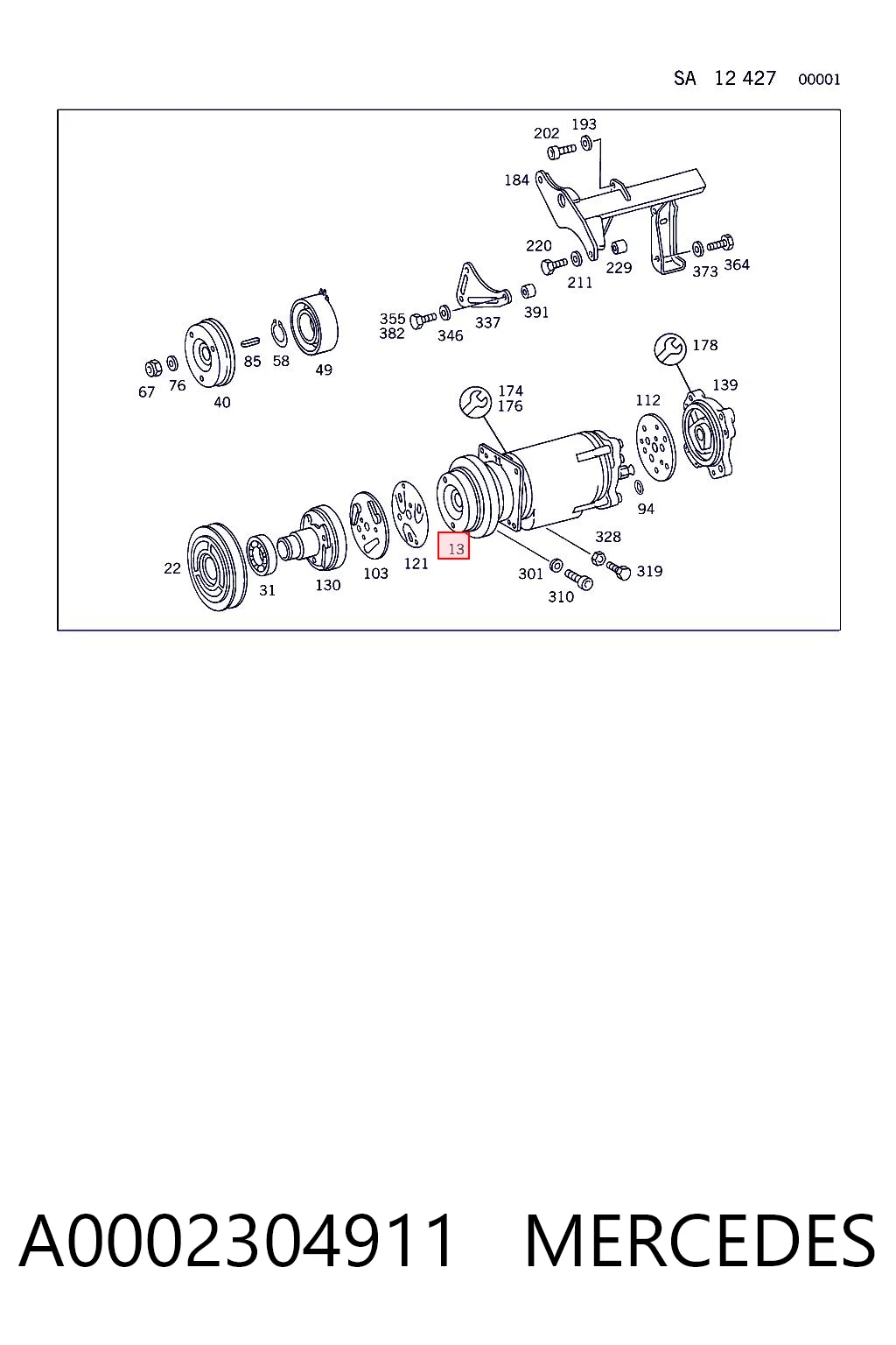A0002304911 Mercedes Compressor de aparelho de ar condicionado