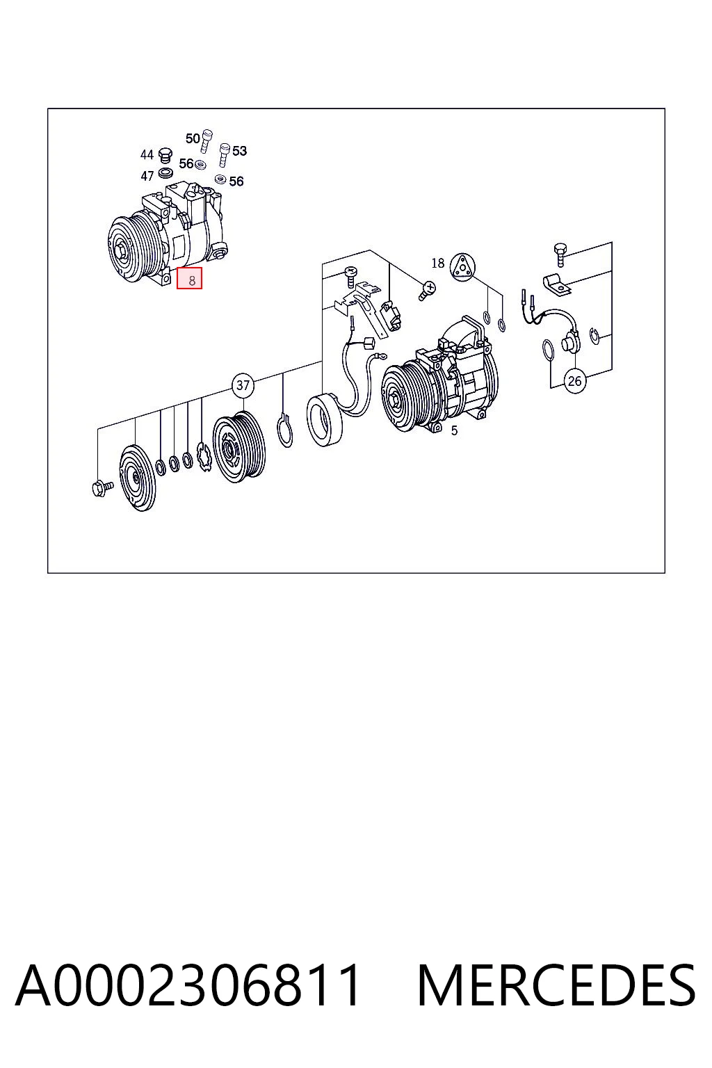 A0002306811 Mercedes Compressor de aparelho de ar condicionado