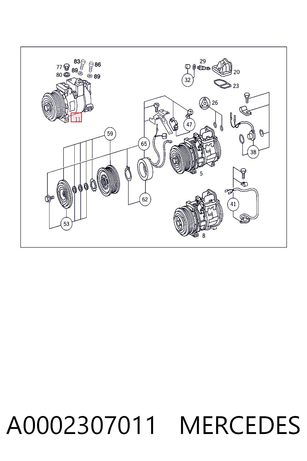 A0002307011 Mercedes Compressor de aparelho de ar condicionado