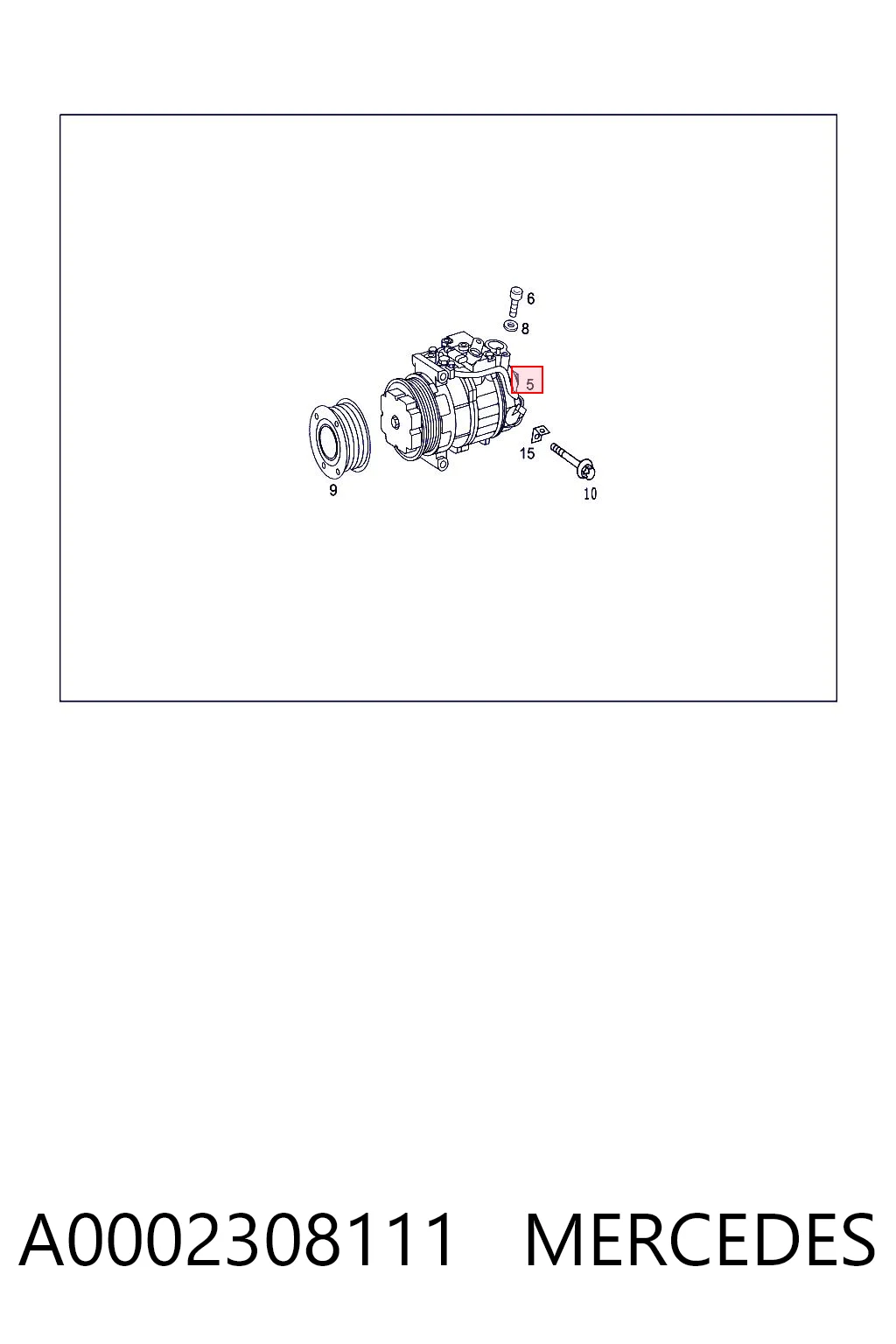 A0002308111 Mercedes Compressor de aparelho de ar condicionado