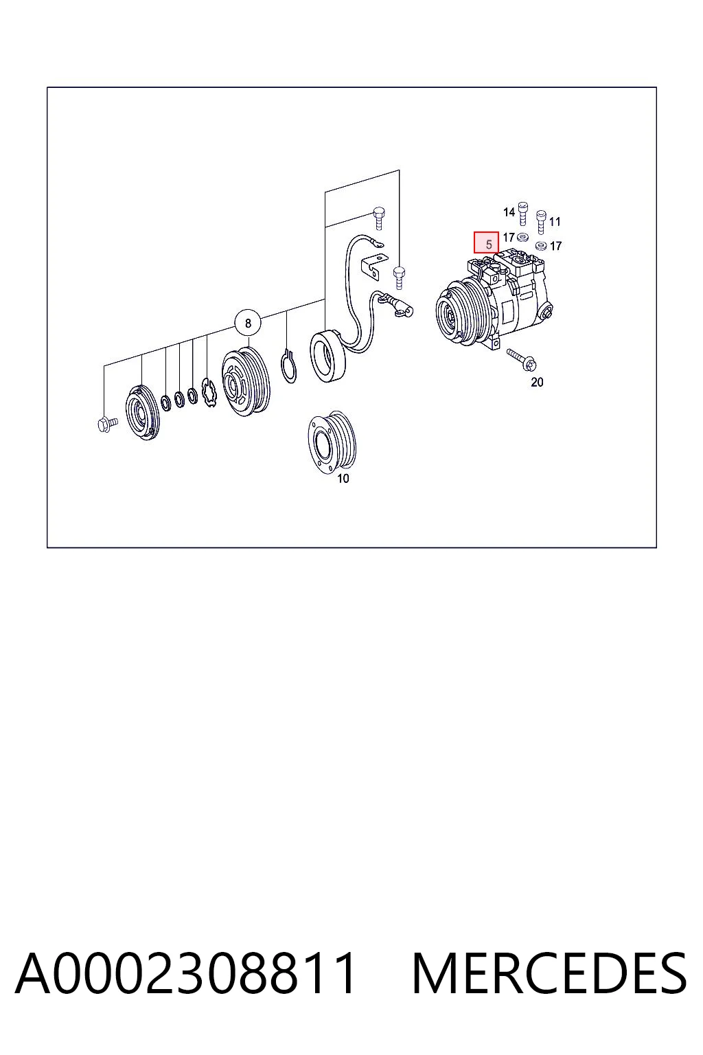 A0002308811 Mercedes Compressor de aparelho de ar condicionado