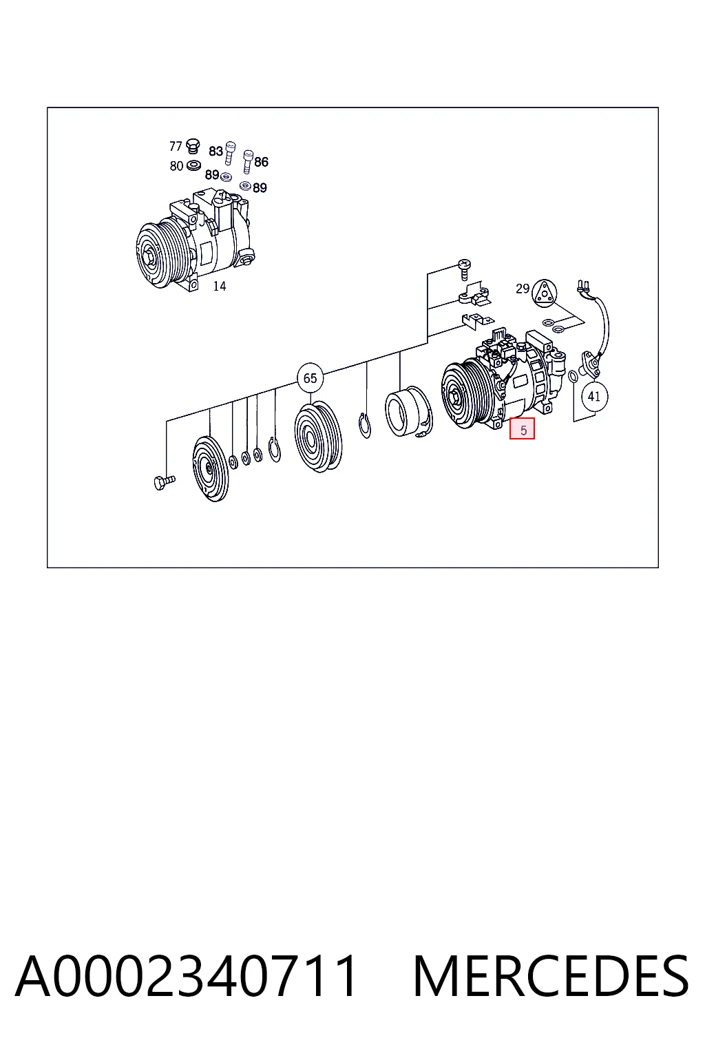 A0002340711 Mercedes Compressor de aparelho de ar condicionado