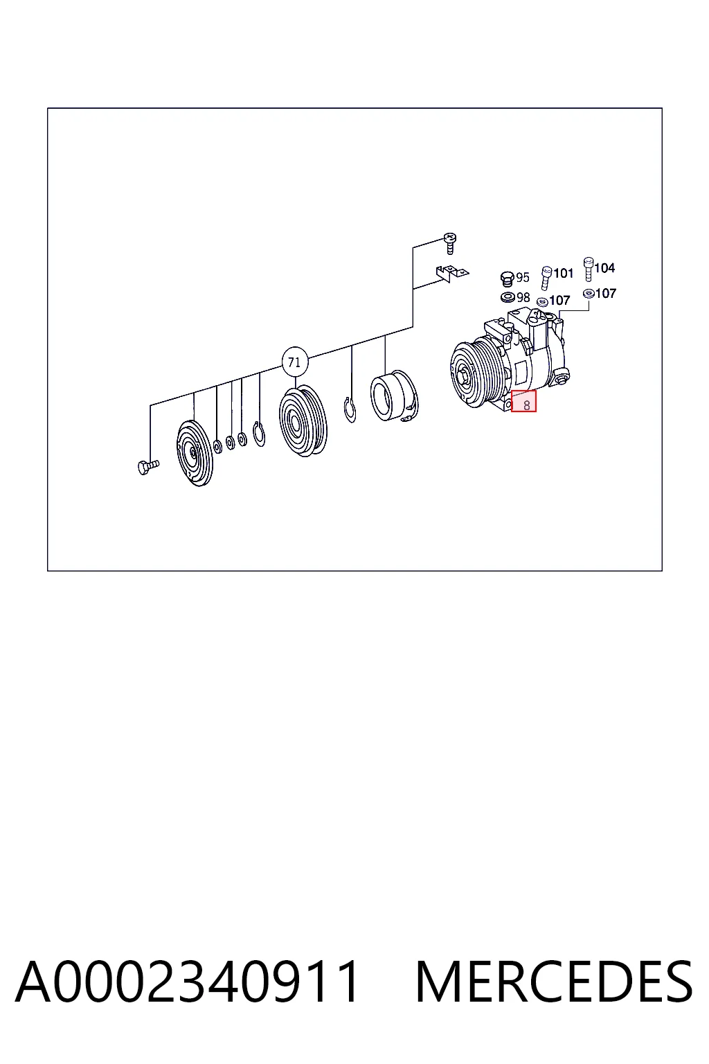 A0002340911 Mercedes Compressor de aparelho de ar condicionado