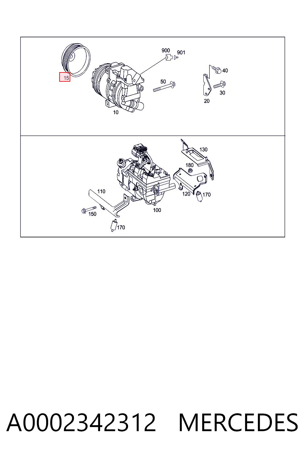 A0002342312 Mercedes Compressor de aparelho de ar condicionado