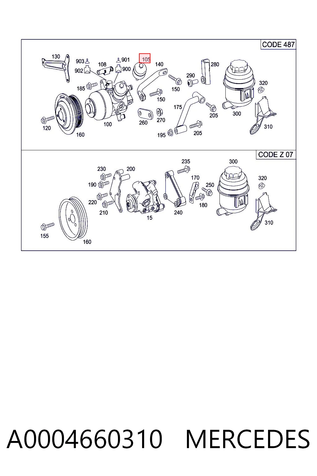 A0004660310 Mercedes Acumulador hidráulico de bomba de direção hidrâulica assistida