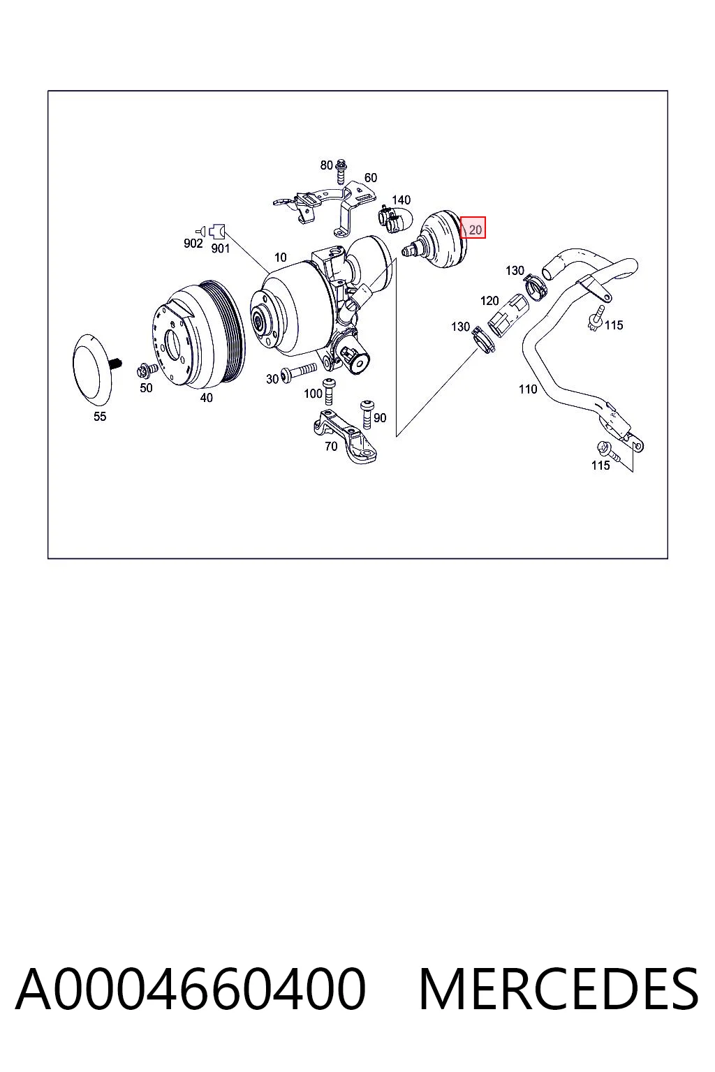 A0004660400 Mercedes Acumulador hidráulico de bomba de direção hidrâulica assistida