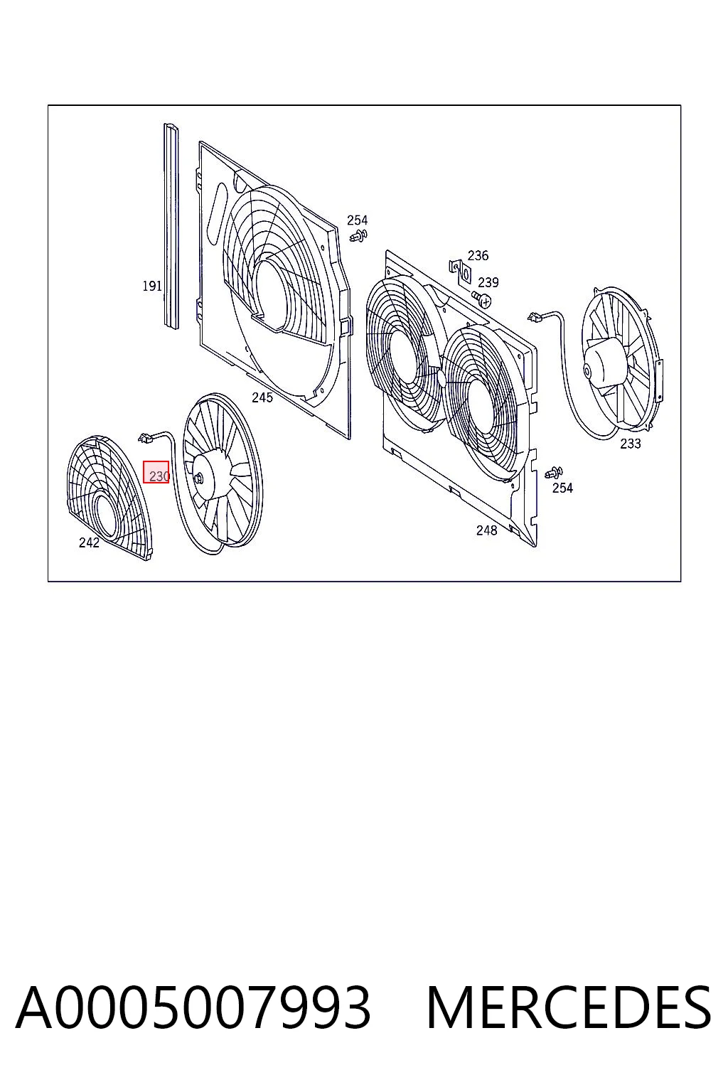 Ventilador elétrico de esfriamento montado (motor + roda de aletas) Mercedes E  S124