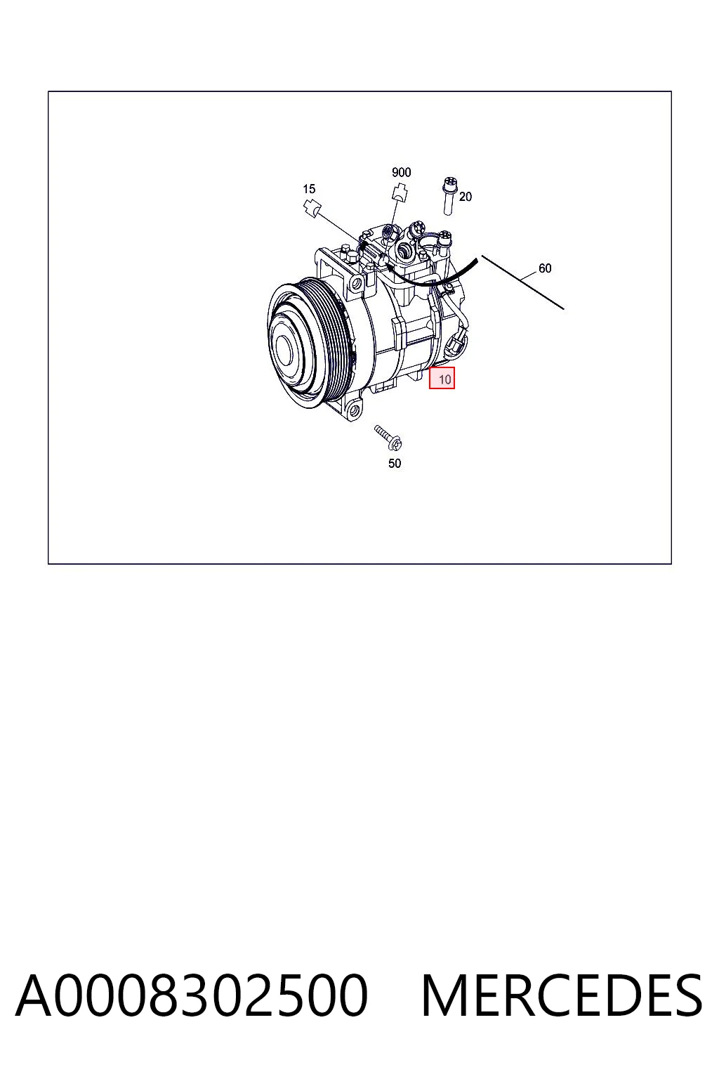 A0008302500 Mercedes Compressor de aparelho de ar condicionado